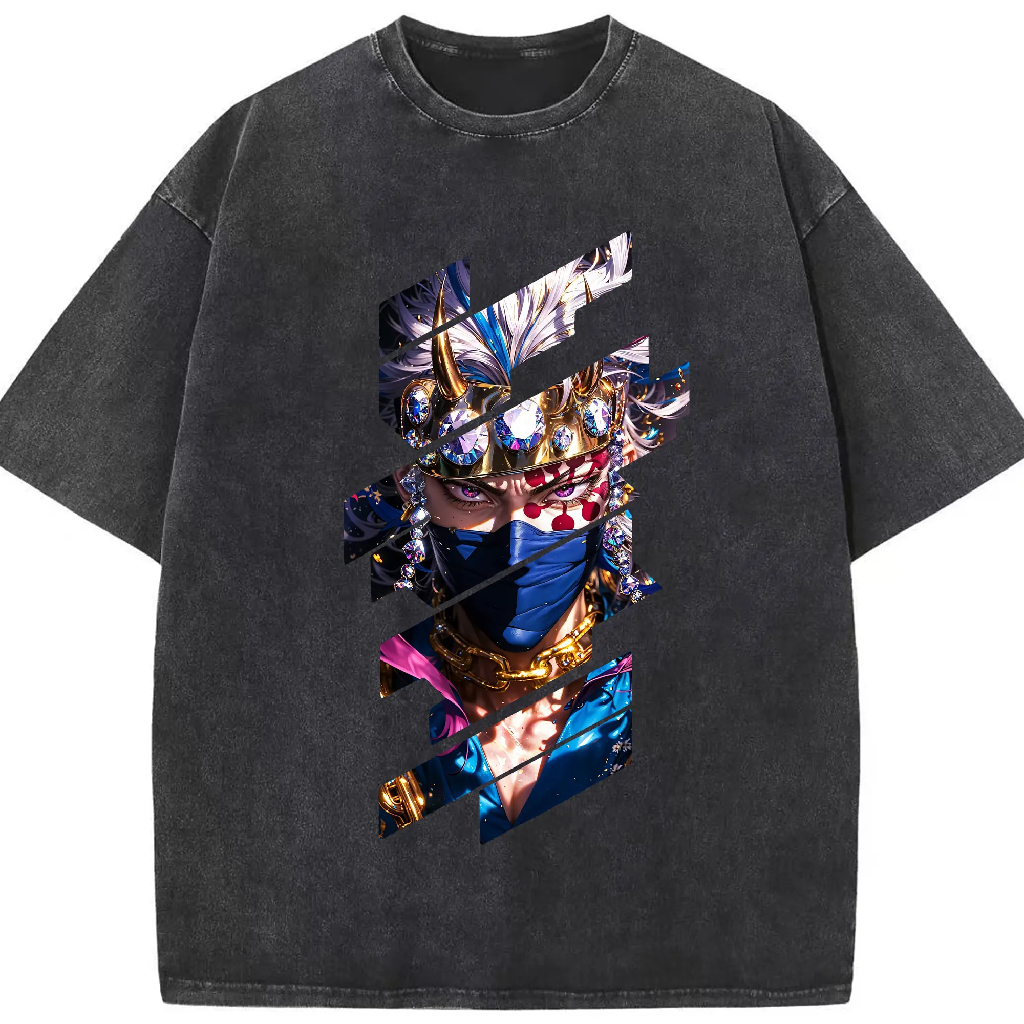 鬼滅の刃 グッズ,宇髄 天元 - 綿100％ ヴィンテージ風 半袖Tシャツ ・ フロントプリント ・ 柔らか肌触り ・ 通気性 快適 ・ スポーツ カジュアル 外出用