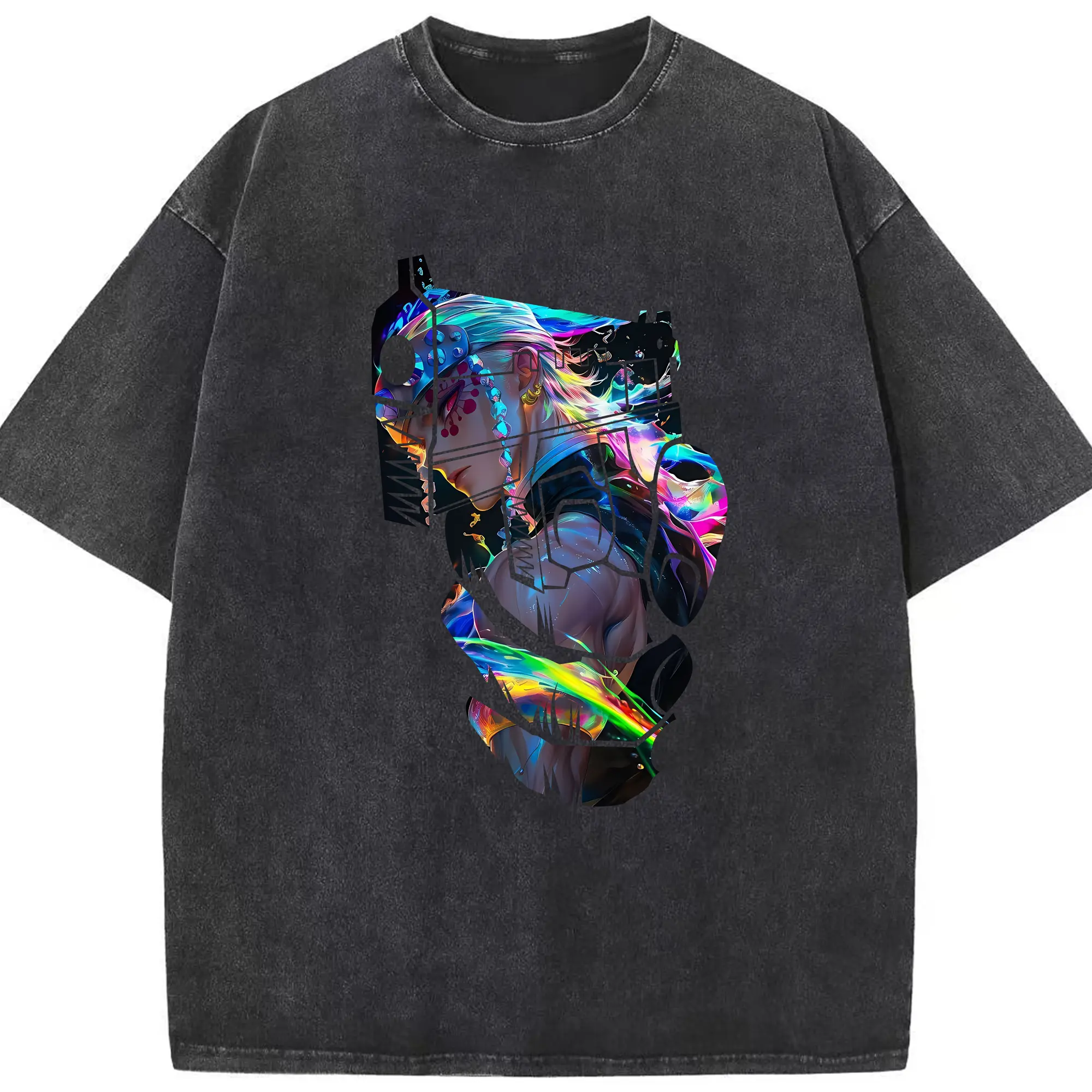 鬼滅の刃 グッズ,宇髄 天元 - 綿100％ ヴィンテージ風 半袖Tシャツ ・ フロントプリント ・ 柔らか肌触り ・ 通気性 快適 ・ スポーツ カジュアル 外出用