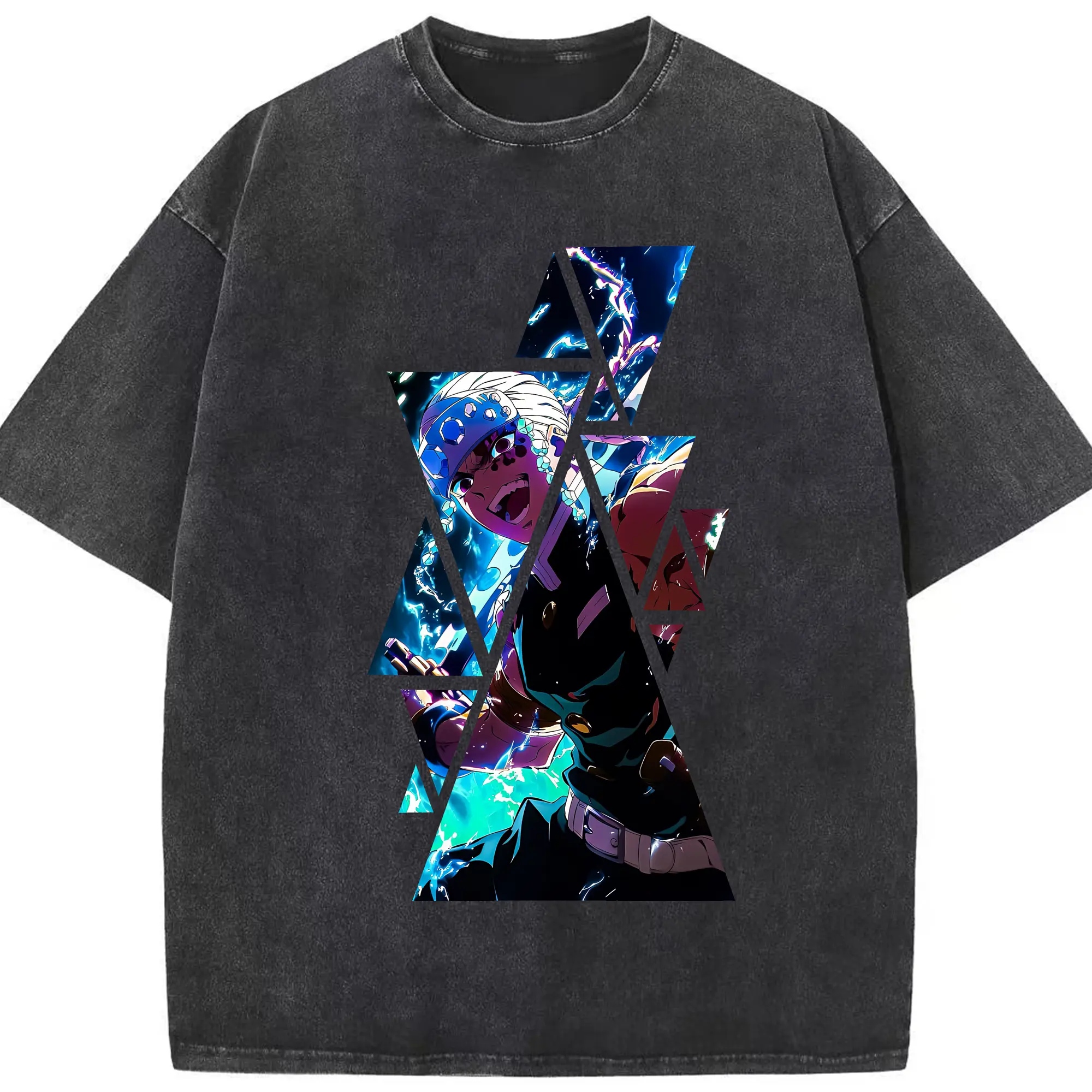 鬼滅の刃 グッズ,宇髄 天元 - 綿100％ ヴィンテージ風 半袖Tシャツ ・ フロントプリント ・ 柔らか肌触り ・ 通気性 快適 ・ スポーツ カジュアル 外出用