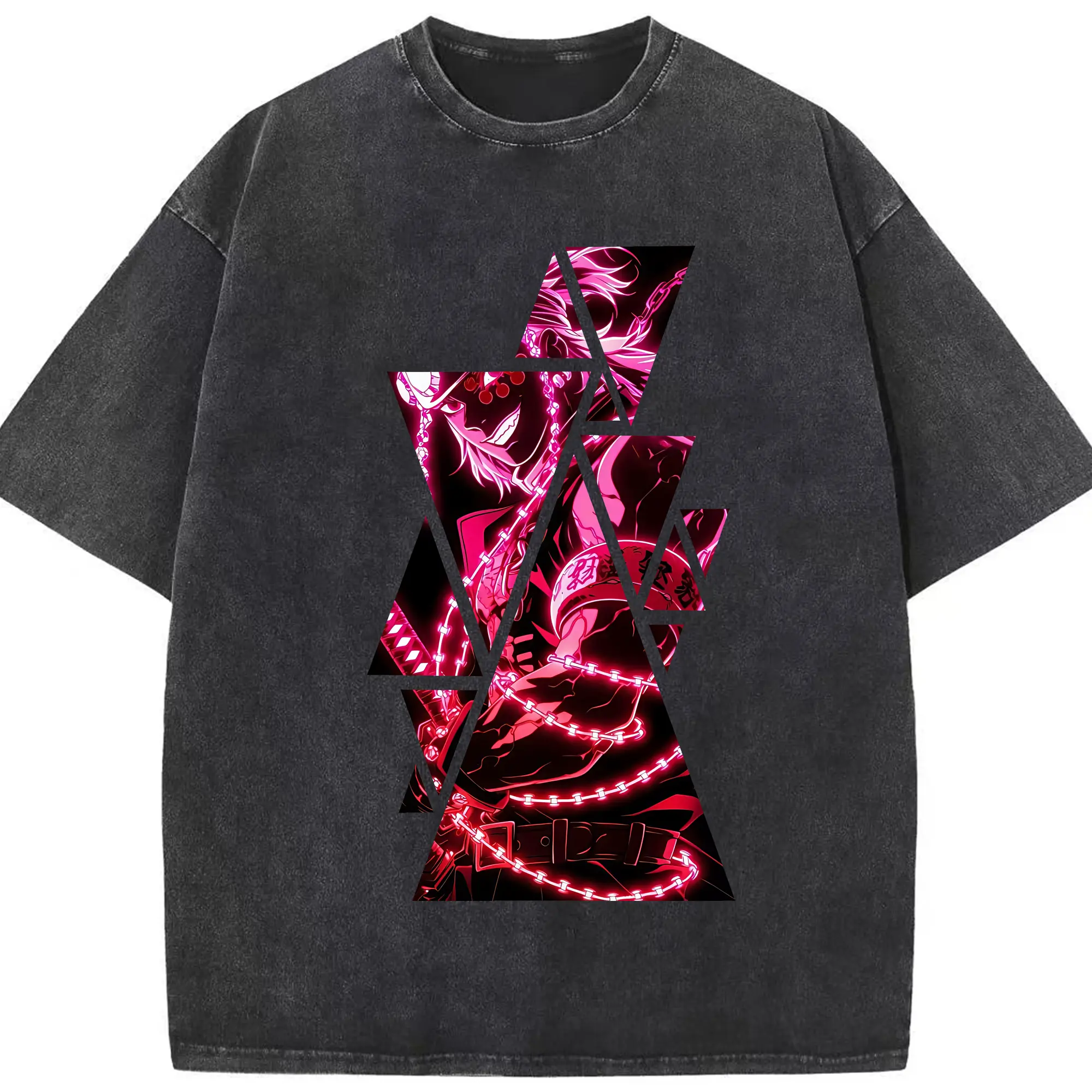 鬼滅の刃 グッズ,宇髄 天元 - 綿100％ ヴィンテージ風 半袖Tシャツ ・ フロントプリント ・ 柔らか肌触り ・ 通気性 快適 ・ スポーツ カジュアル 外出用