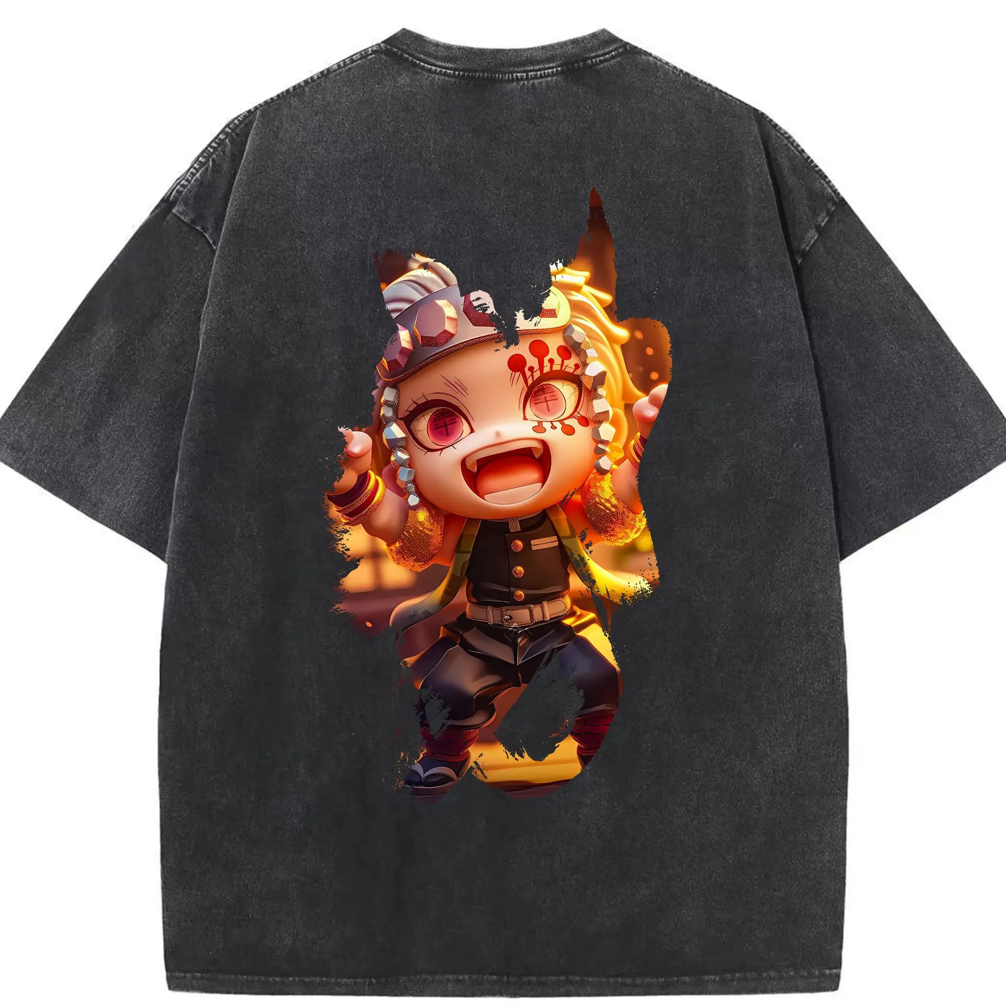 鬼滅の刃 グッズ,宇髄 天元 - 綿100％ ヴィンテージ風 半袖Tシャツ ・ 背面プリント ・ 柔らか肌触り ・ 通気性 快適 ・ スポーツ カジュアル 外出用