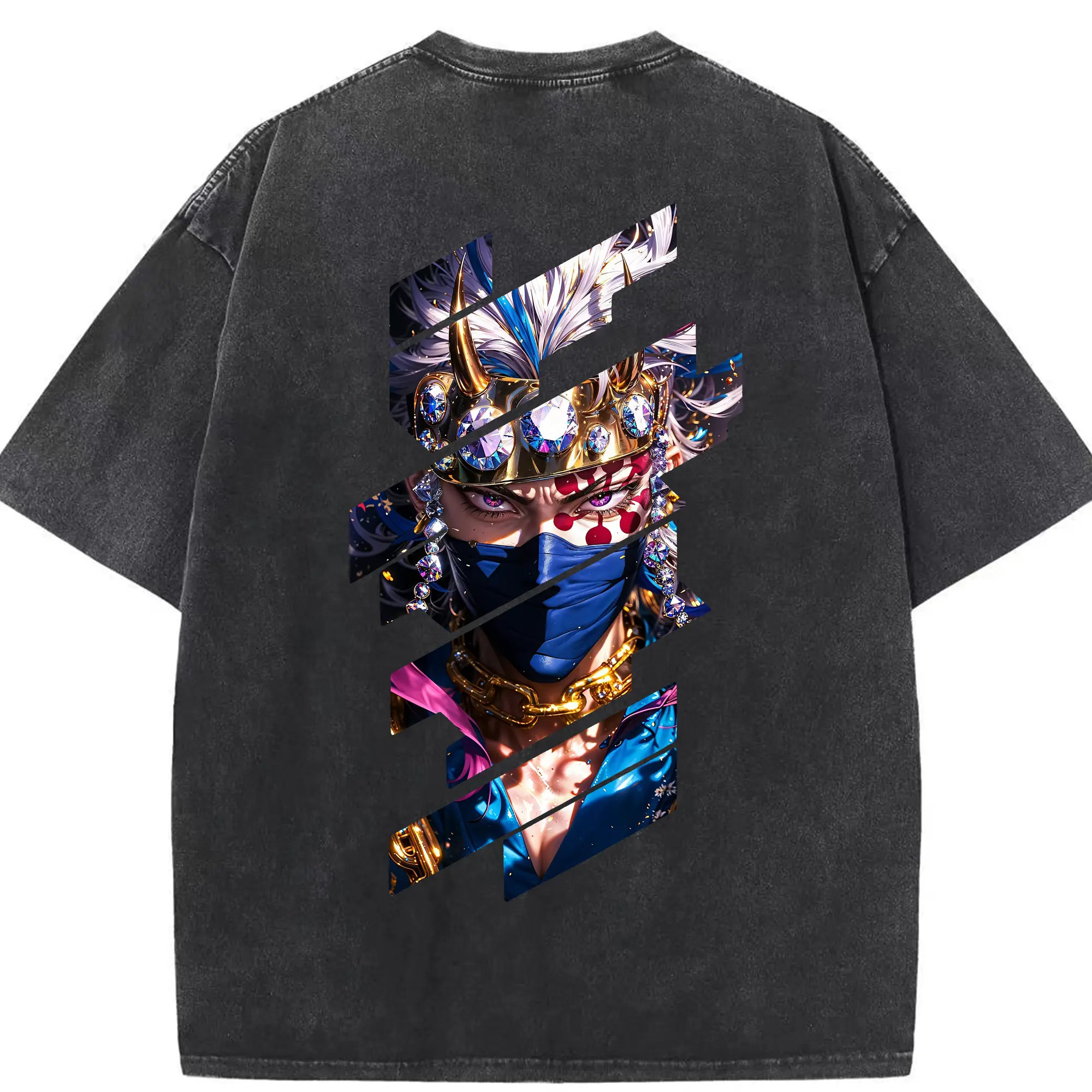 鬼滅の刃 グッズ,宇髄 天元 - 綿100％ ヴィンテージ風 半袖Tシャツ ・ 背面プリント ・ 柔らか肌触り ・ 通気性 快適 ・ スポーツ カジュアル 外出用