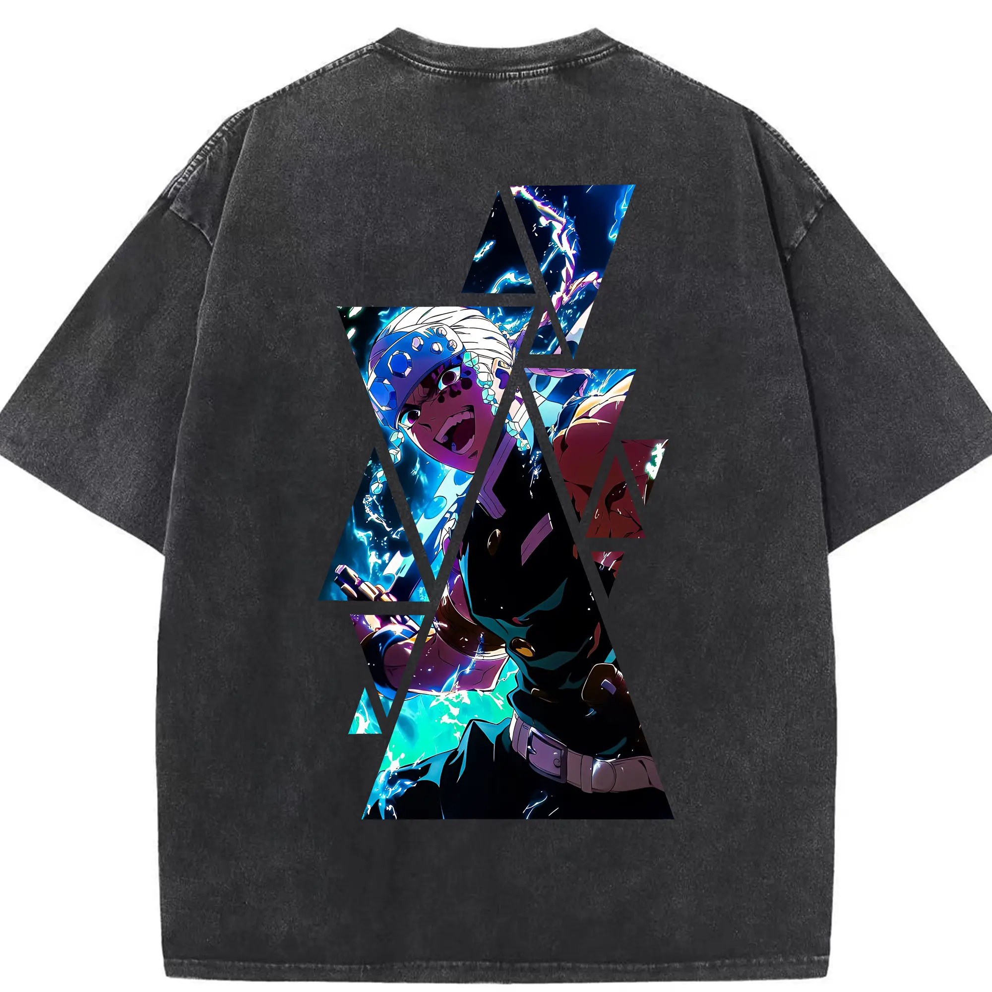 鬼滅の刃 グッズ,宇髄 天元 - 綿100％ ヴィンテージ風 半袖Tシャツ ・ 背面プリント ・ 柔らか肌触り ・ 通気性 快適 ・ スポーツ カジュアル 外出用