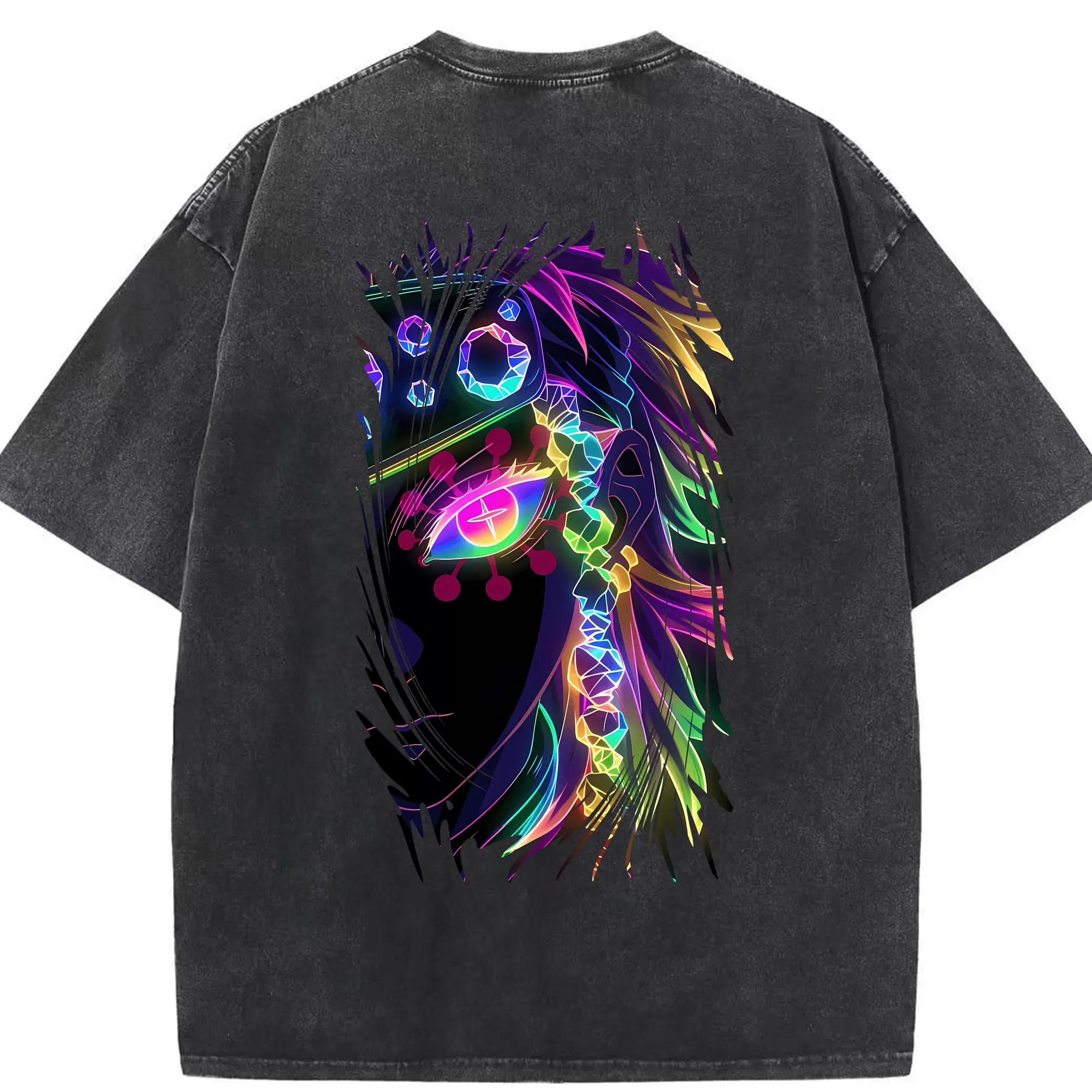 鬼滅の刃 グッズ,宇髄 天元 - 綿100％ ヴィンテージ風 半袖Tシャツ ・ 背面プリント ・ 柔らか肌触り ・ 通気性 快適 ・ スポーツ カジュアル 外出用