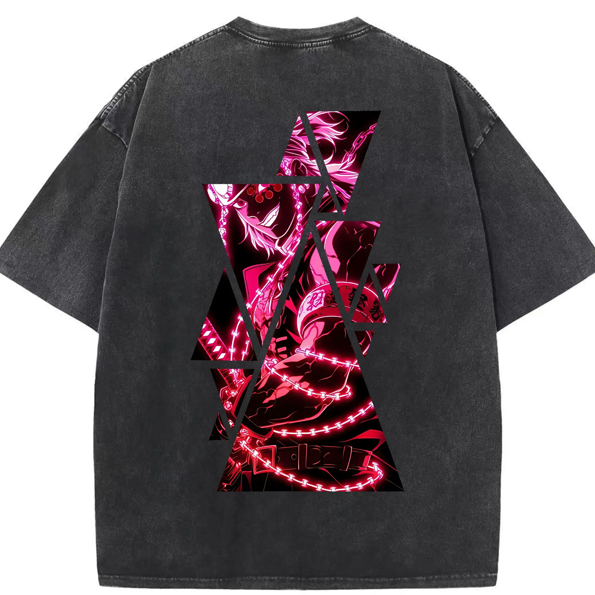 鬼滅の刃 グッズ,宇髄 天元 - 綿100％ ヴィンテージ風 半袖Tシャツ ・ 背面プリント ・ 柔らか肌触り ・ 通気性 快適 ・ スポーツ カジュアル 外出用