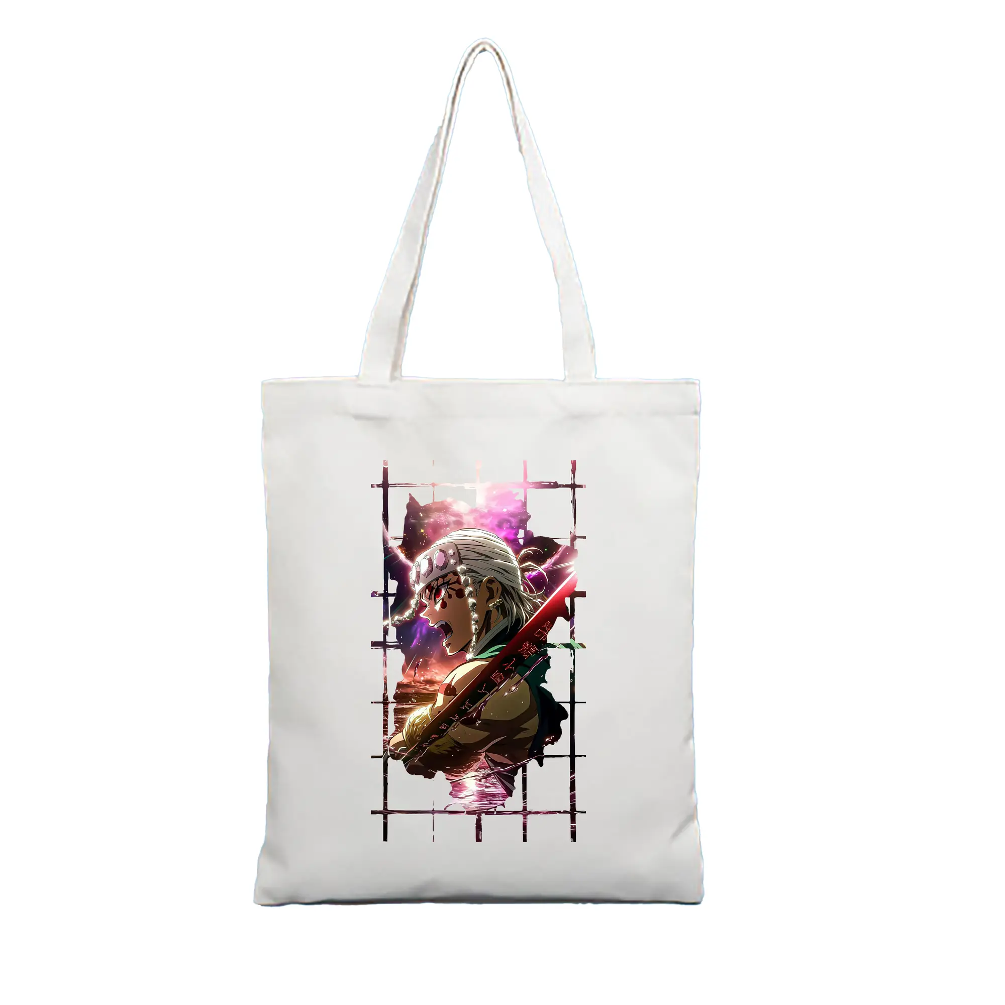 鬼滅の刃 グッズ,宇髄 天元 - 縦型キャンバス手提げバッグ（トートバッグ） ・ キャンバス素材 ・ ショッピング用 ・ 軽量 丈夫 お手入れ簡単