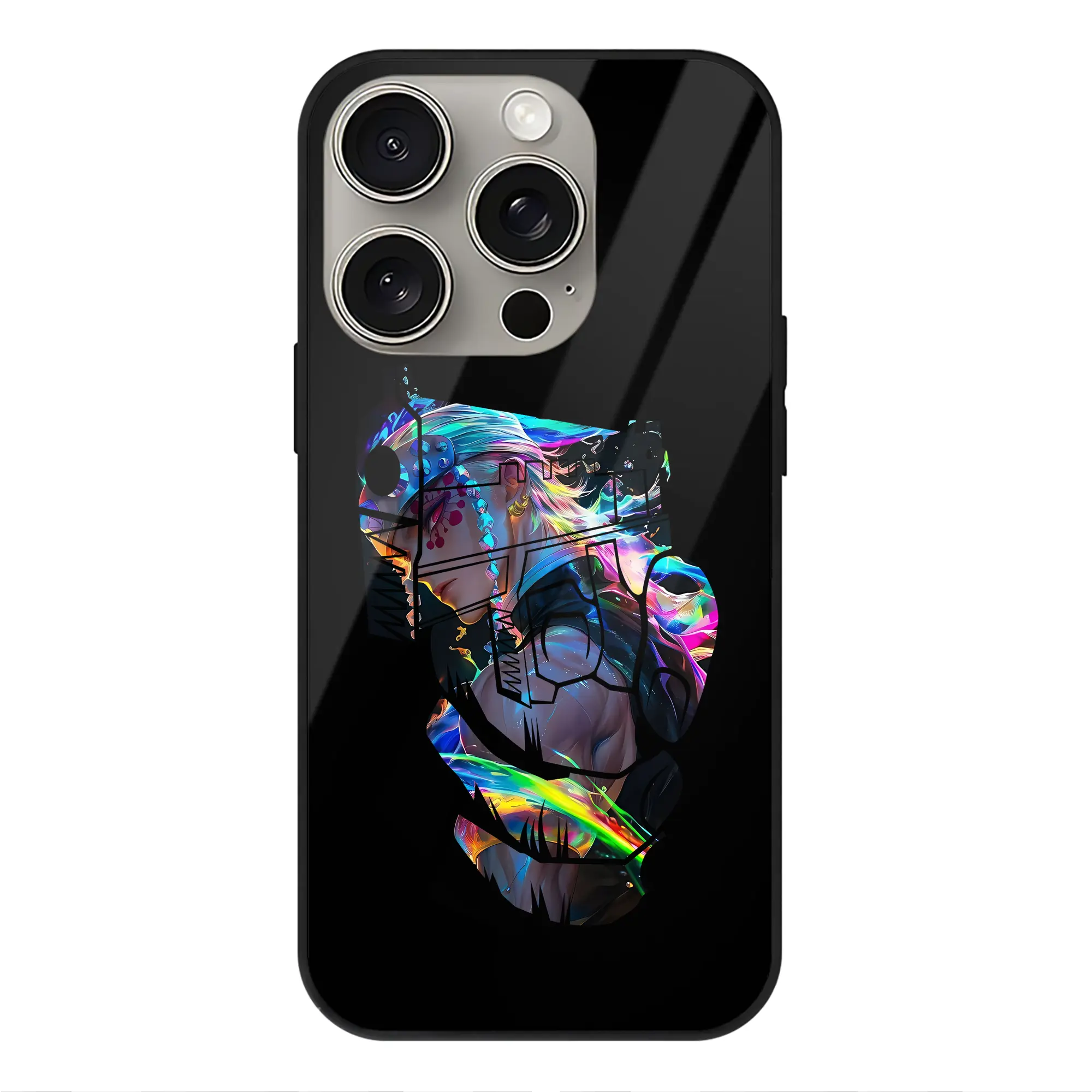 鬼滅の刃 グッズ,宇髄 天元 - IPhone15Pro対応 ・ スマホケース ・ 背面ガラス ・ TPU+強化ガラス ・ 耐衝撃 ・ 黄変防止 ・ ワイヤレス充電対応 ・ 3D立体ボタン