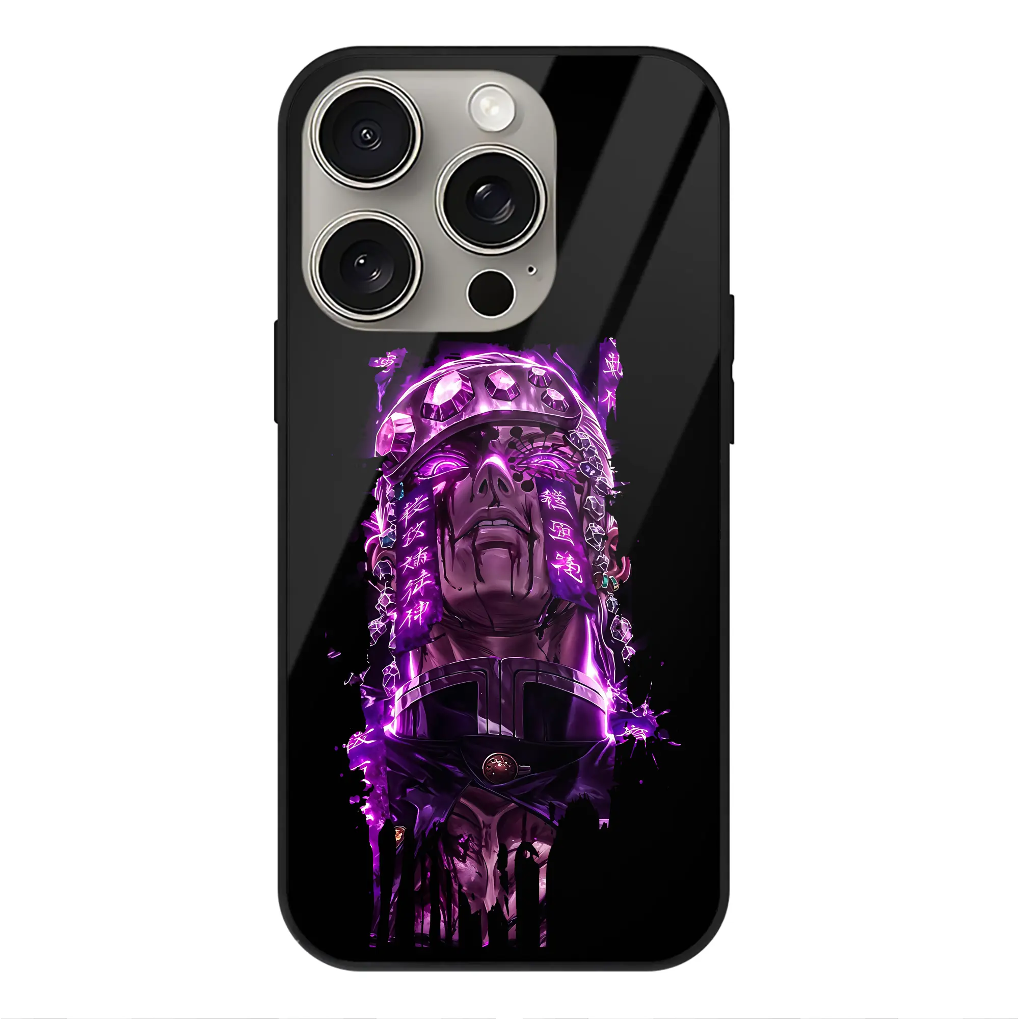 鬼滅の刃 グッズ,宇髄 天元 - IPhone15Pro対応 ・ スマホケース ・ 背面ガラス ・ TPU+強化ガラス ・ 耐衝撃 ・ 黄変防止 ・ ワイヤレス充電対応 ・ 3D立体ボタン