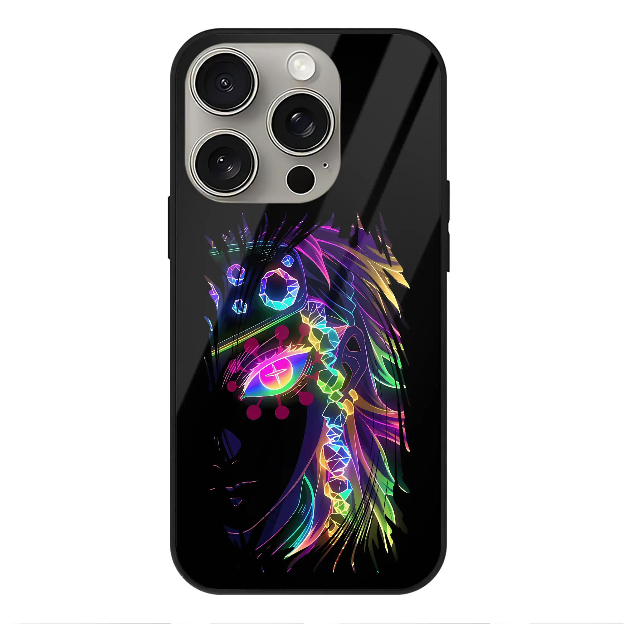 鬼滅の刃 グッズ,宇髄 天元 - IPhone15Pro対応 ・ スマホケース ・ 背面ガラス ・ TPU+強化ガラス ・ 耐衝撃 ・ 黄変防止 ・ ワイヤレス充電対応 ・ 3D立体ボタン