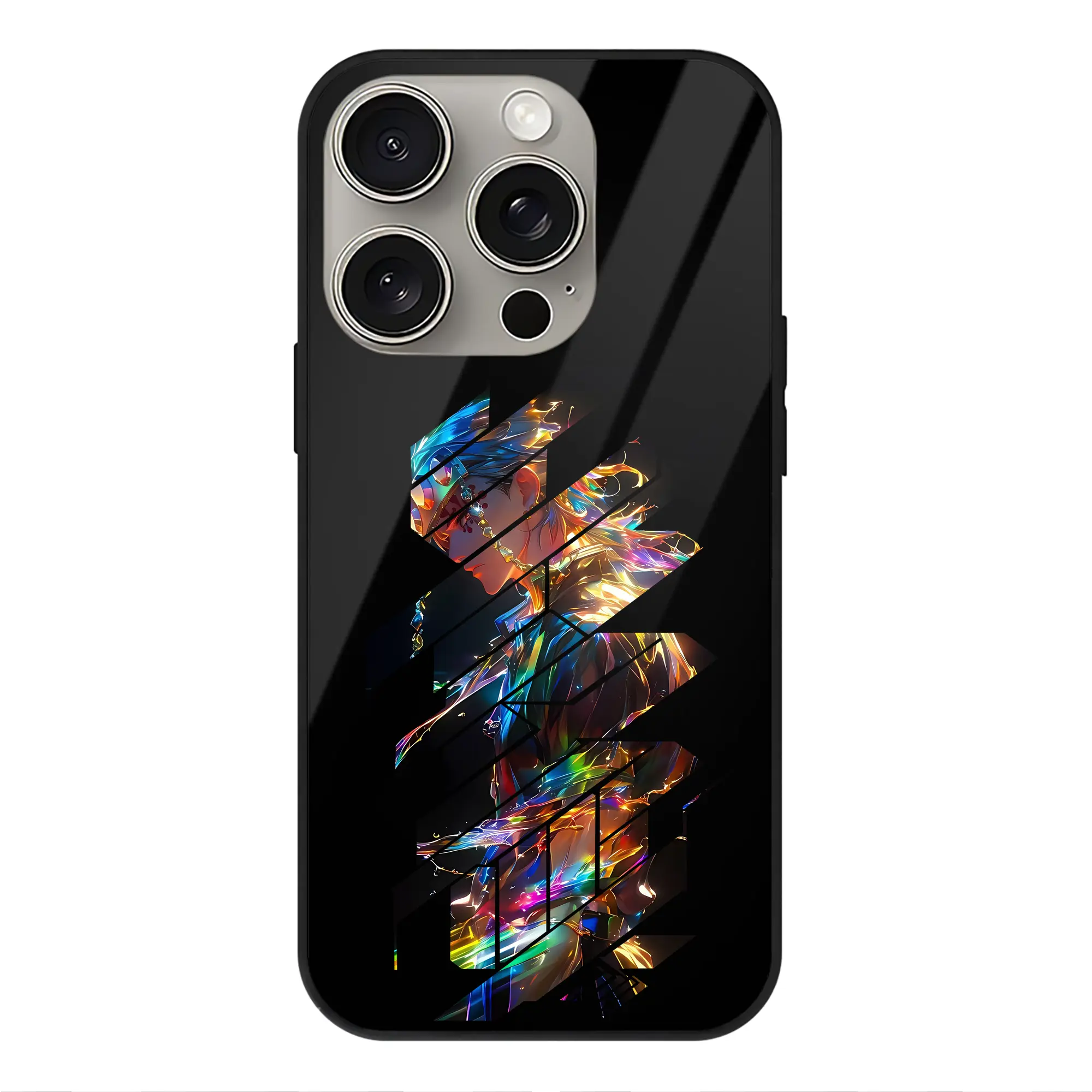 鬼滅の刃 グッズ,宇髄 天元 - IPhone15Pro対応 ・ スマホケース ・ 背面ガラス ・ TPU+強化ガラス ・ 耐衝撃 ・ 黄変防止 ・ ワイヤレス充電対応 ・ 3D立体ボタン