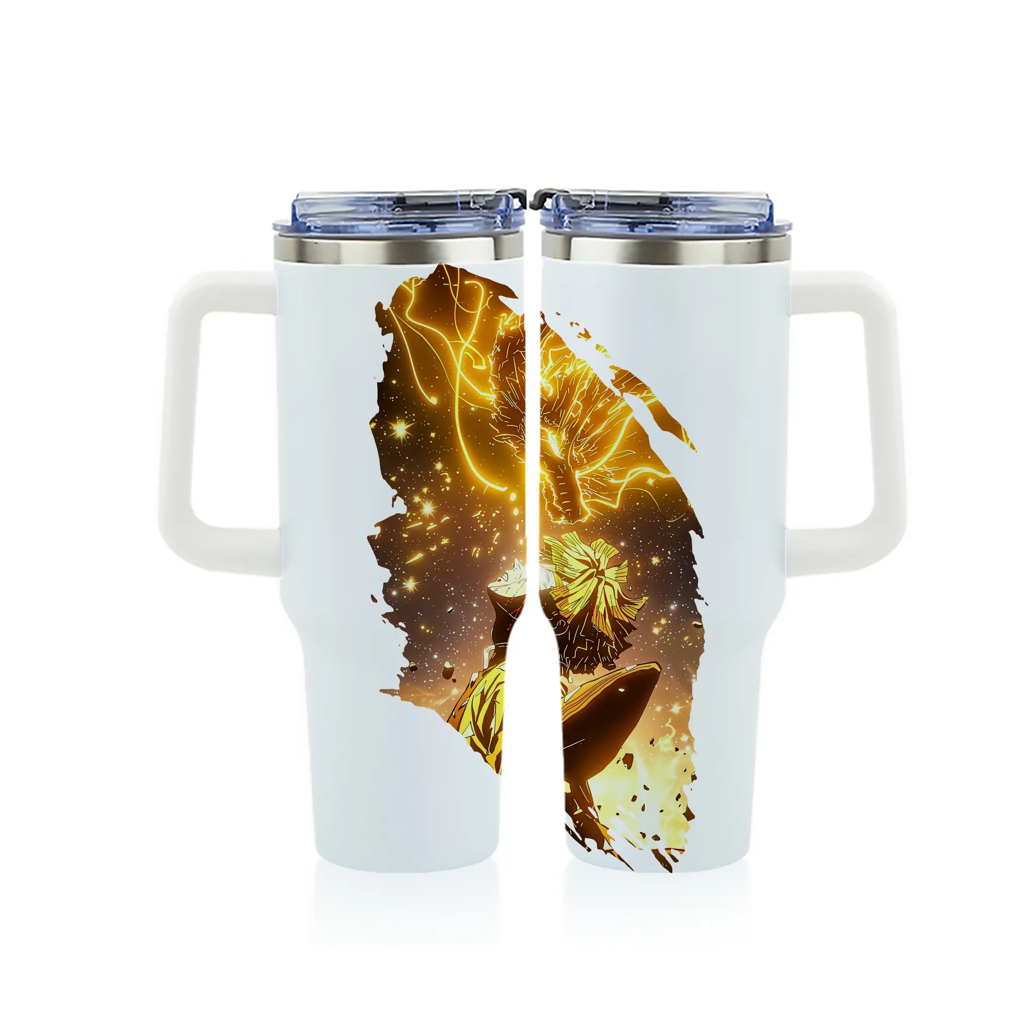 鬼滅の刃 グッズ,我妻 善逸 - 1200mL フルプリント車用タンブラー ・ 304ステンレス 内側 ・ 201ステンレス 外側 ・ 保温 保冷 ・ 通勤 ドライブ アウトドア用