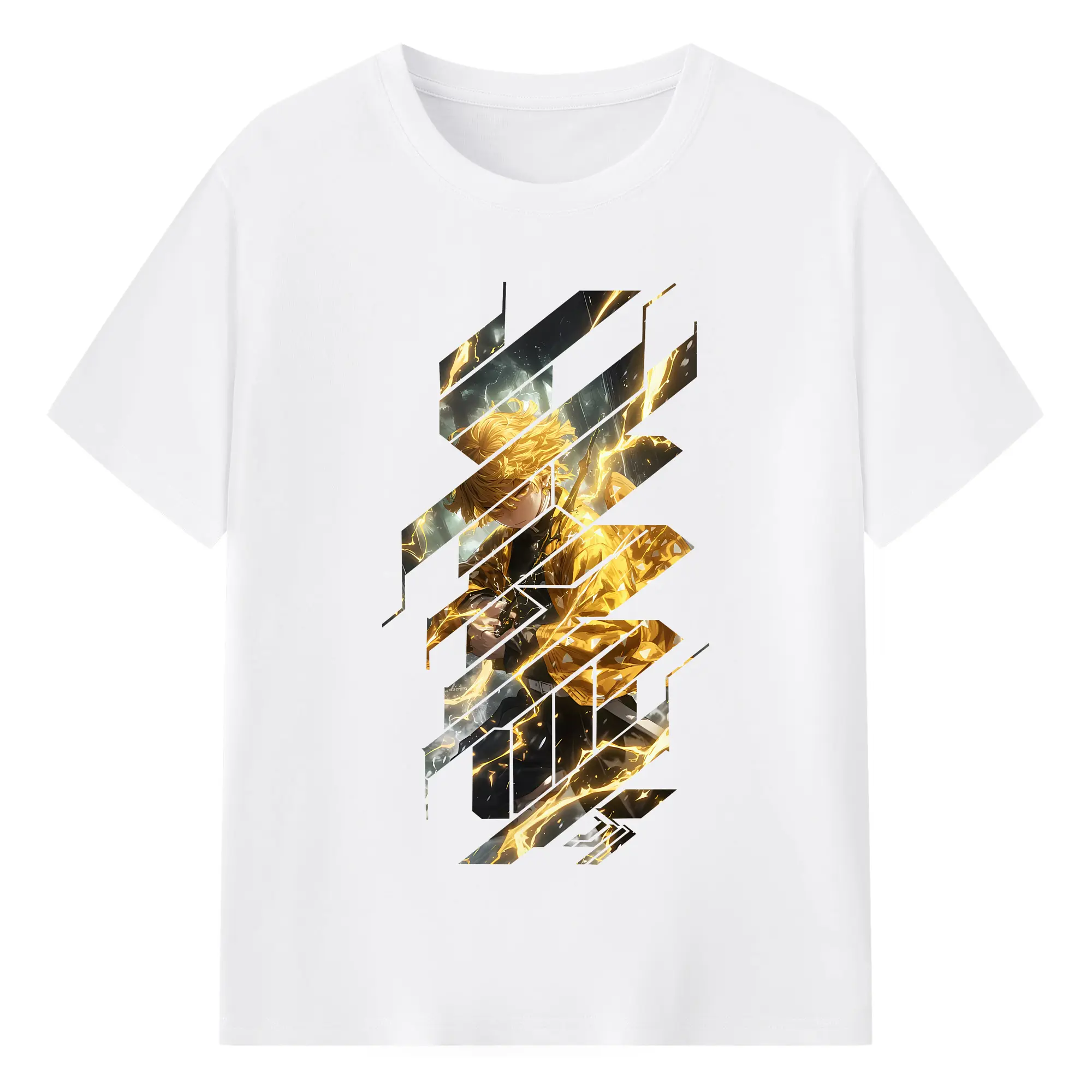 鬼滅の刃 グッズ,我妻 善逸 - 綿100％ 半袖Tシャツ ・ フロントプリント ・ 快適 通気性 ・ 日常使い 散歩 スポーツ用