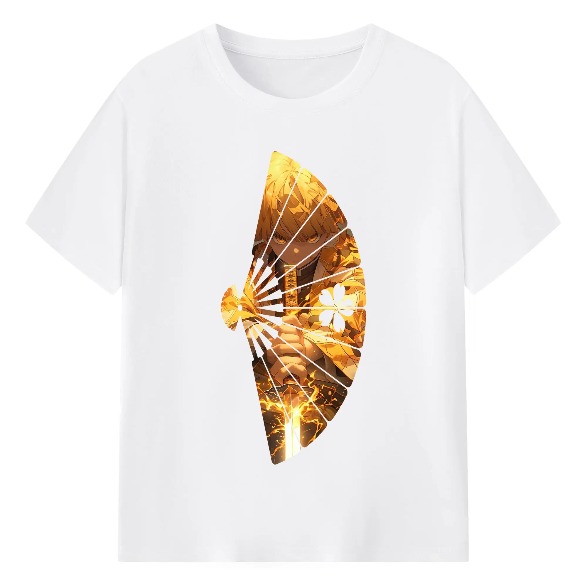 鬼滅の刃 グッズ,我妻 善逸 - 綿100％ 半袖Tシャツ ・ フロントプリント ・ 快適 通気性 ・ 日常使い 散歩 スポーツ用