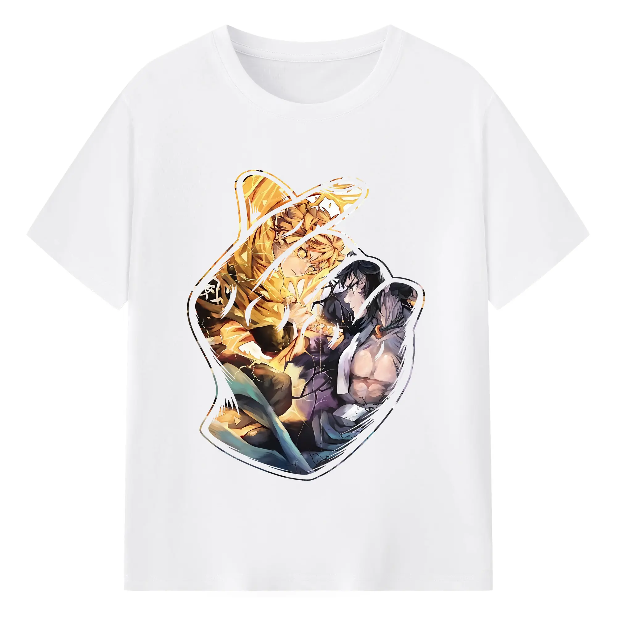 鬼滅の刃 グッズ,我妻 善逸 - 綿100％ 半袖Tシャツ ・ フロントプリント ・ 快適 通気性 ・ 日常使い 散歩 スポーツ用