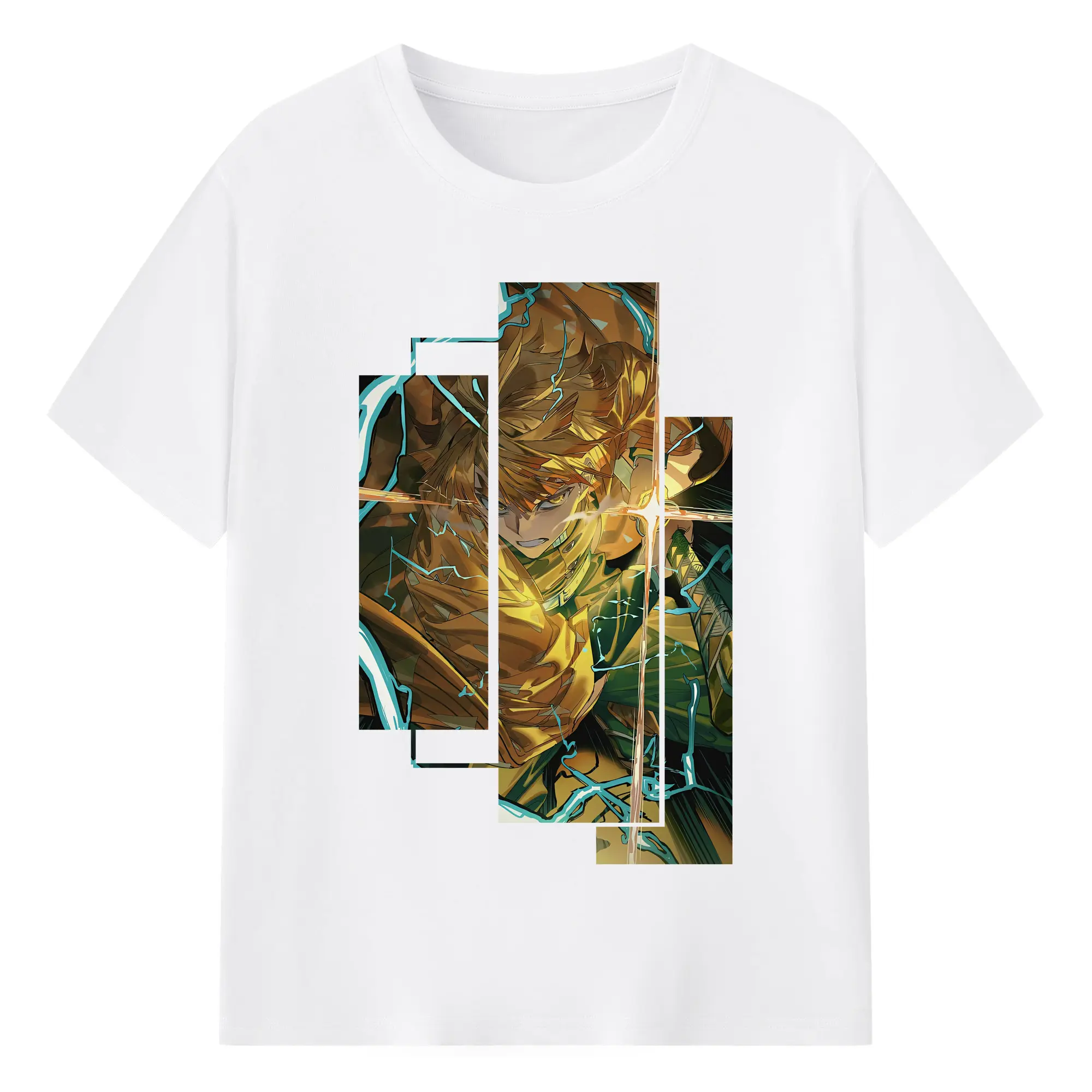 鬼滅の刃 グッズ,我妻 善逸 - 綿100％ 半袖Tシャツ ・ フロントプリント ・ 快適 通気性 ・ 日常使い 散歩 スポーツ用