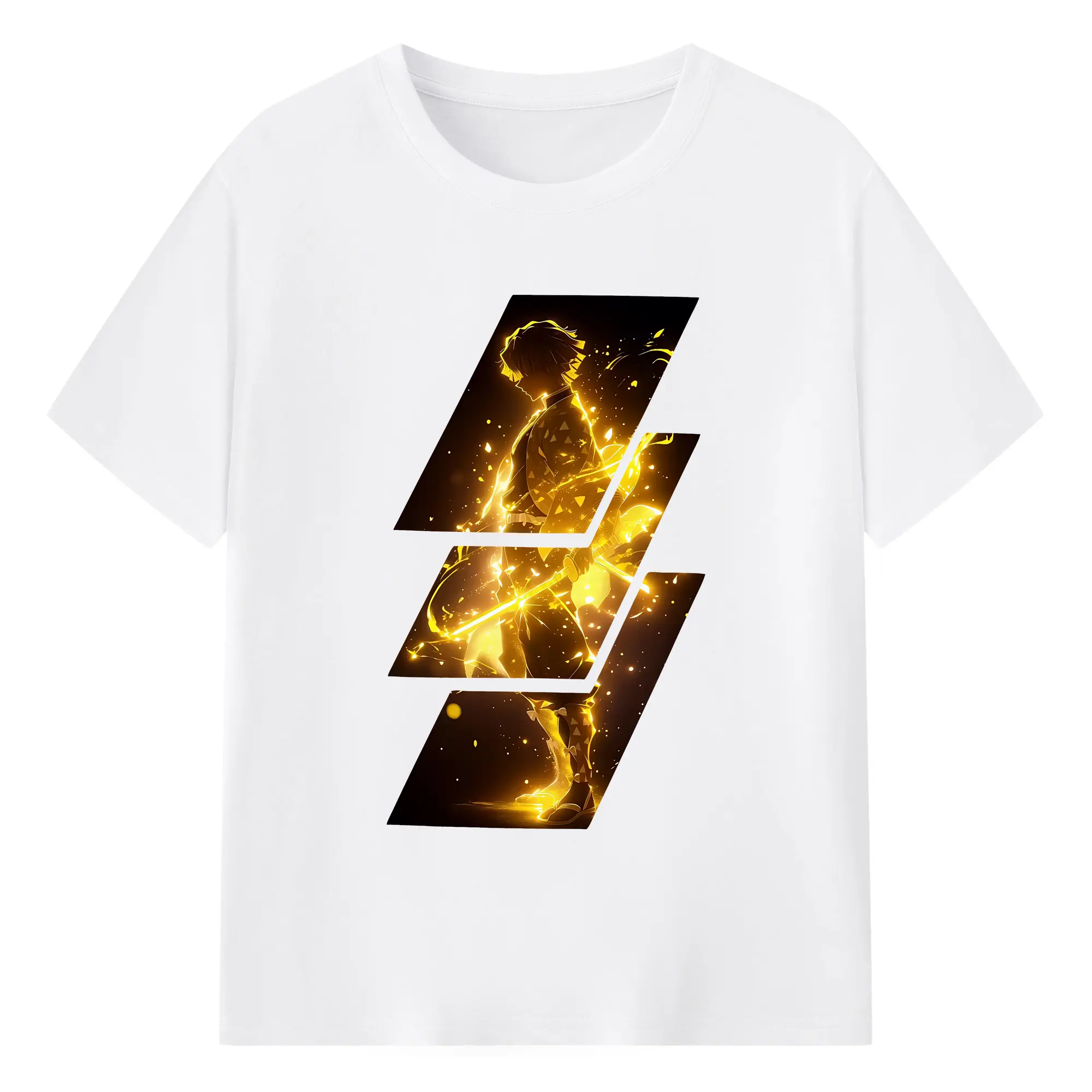 鬼滅の刃 グッズ,我妻 善逸 - 綿100％ 半袖Tシャツ ・ フロントプリント ・ 快適 通気性 ・ 日常使い 散歩 スポーツ用