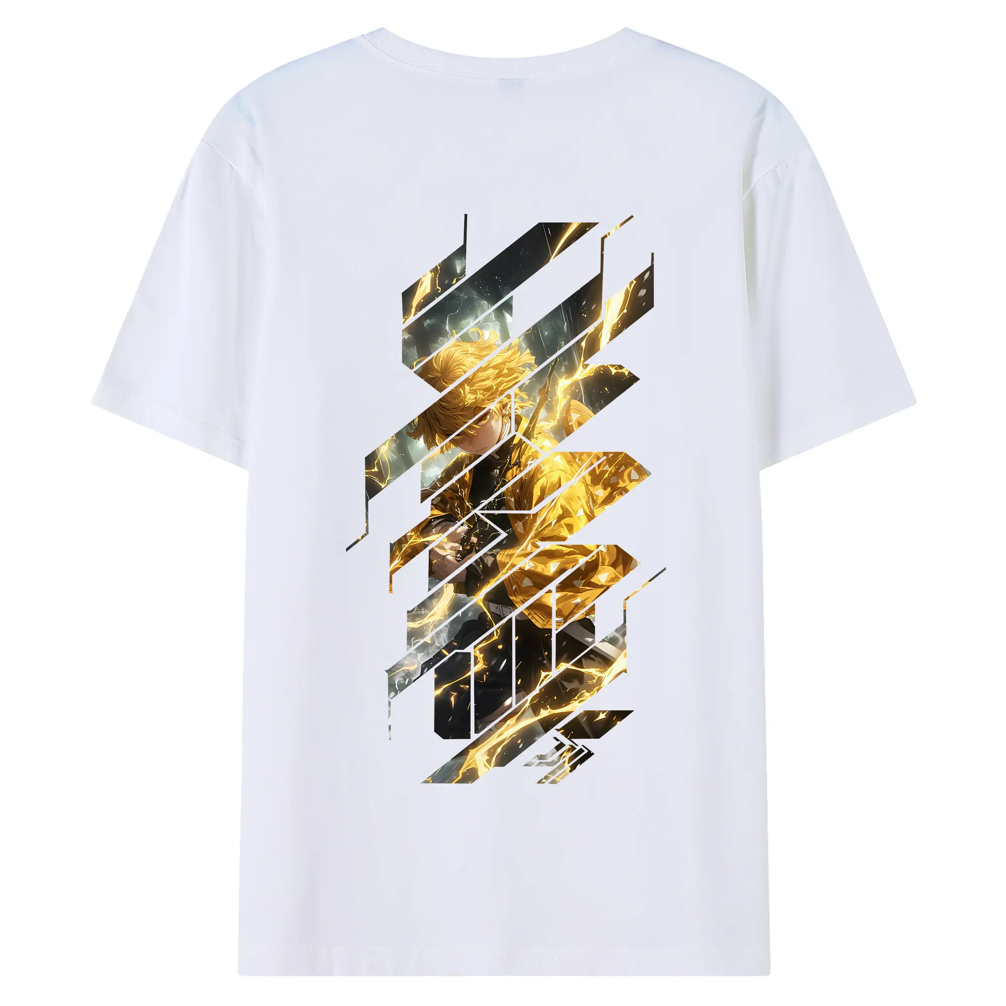 鬼滅の刃 グッズ,我妻 善逸 - 綿100％ 半袖Tシャツ ・ バックプリント ・ 快適 通気性 ・ 日常使い 散歩 スポーツ用