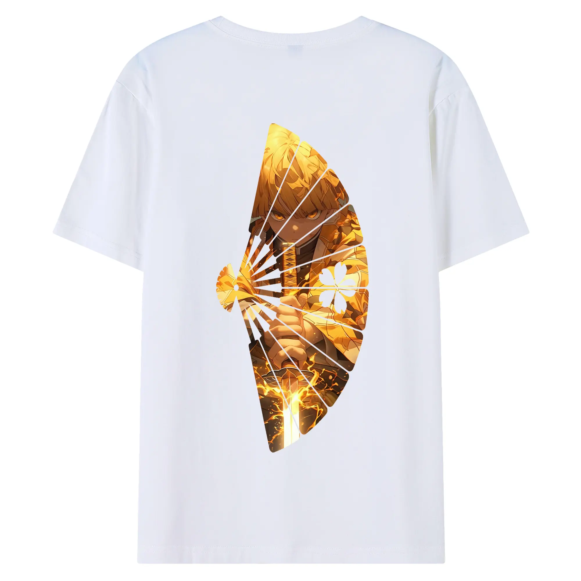 鬼滅の刃 グッズ,我妻 善逸 - 綿100％ 半袖Tシャツ ・ バックプリント ・ 快適 通気性 ・ 日常使い 散歩 スポーツ用