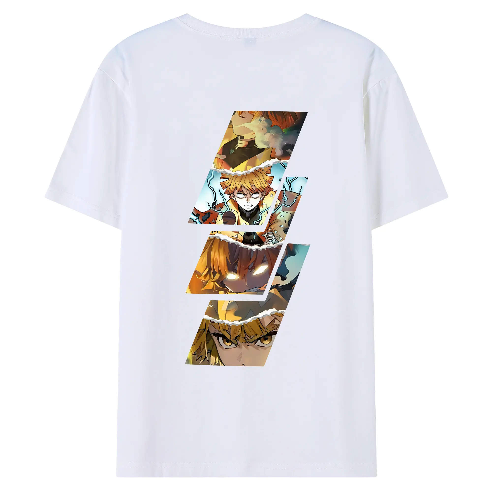 鬼滅の刃 グッズ,我妻 善逸 - 綿100％ 半袖Tシャツ ・ バックプリント ・ 快適 通気性 ・ 日常使い 散歩 スポーツ用