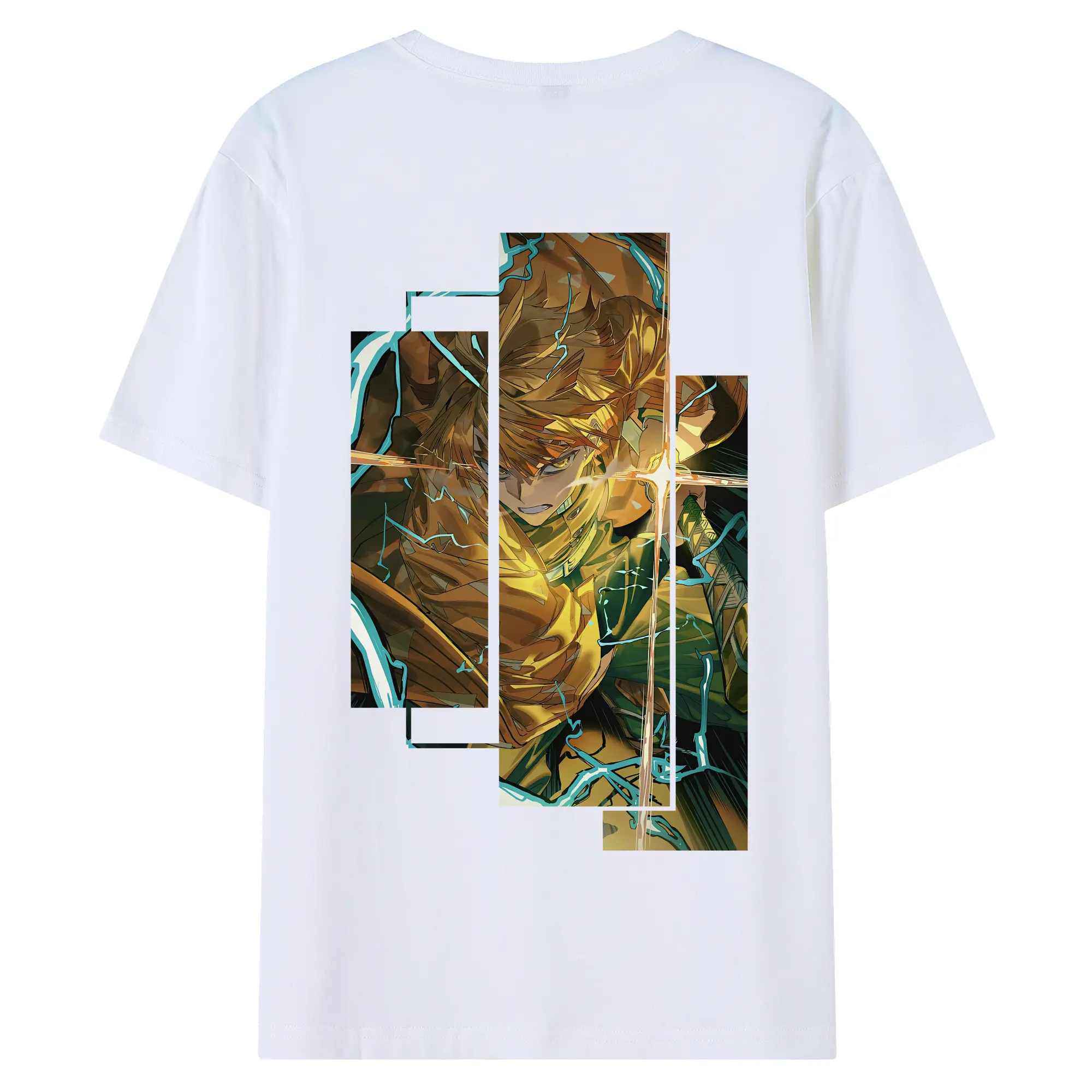 鬼滅の刃 グッズ,我妻 善逸 - 綿100％ 半袖Tシャツ ・ バックプリント ・ 快適 通気性 ・ 日常使い 散歩 スポーツ用