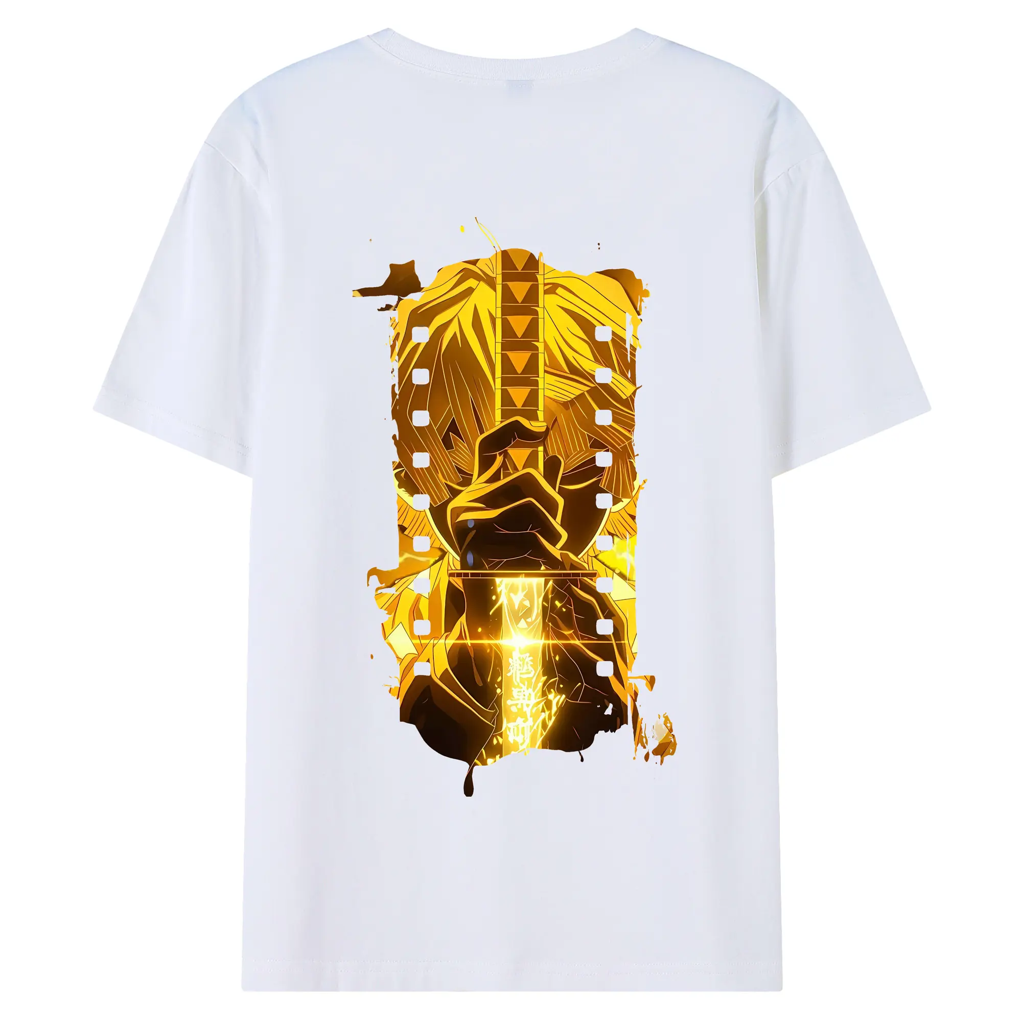 鬼滅の刃 グッズ,我妻 善逸 - 綿100％ 半袖Tシャツ ・ バックプリント ・ 快適 通気性 ・ 日常使い 散歩 スポーツ用