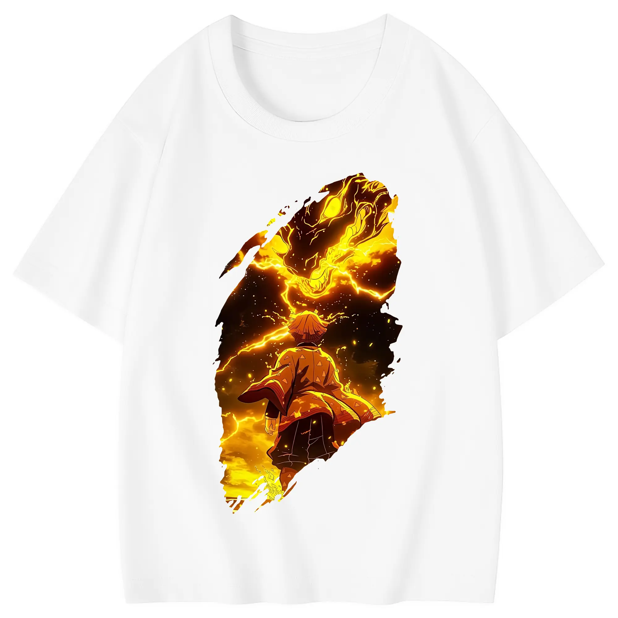 鬼滅の刃 グッズ,我妻 善逸 - 綿100％ キッズTシャツ ・ フロントプリント ・ 快適 通気性 ・ スポーツ カジュアル 散歩用