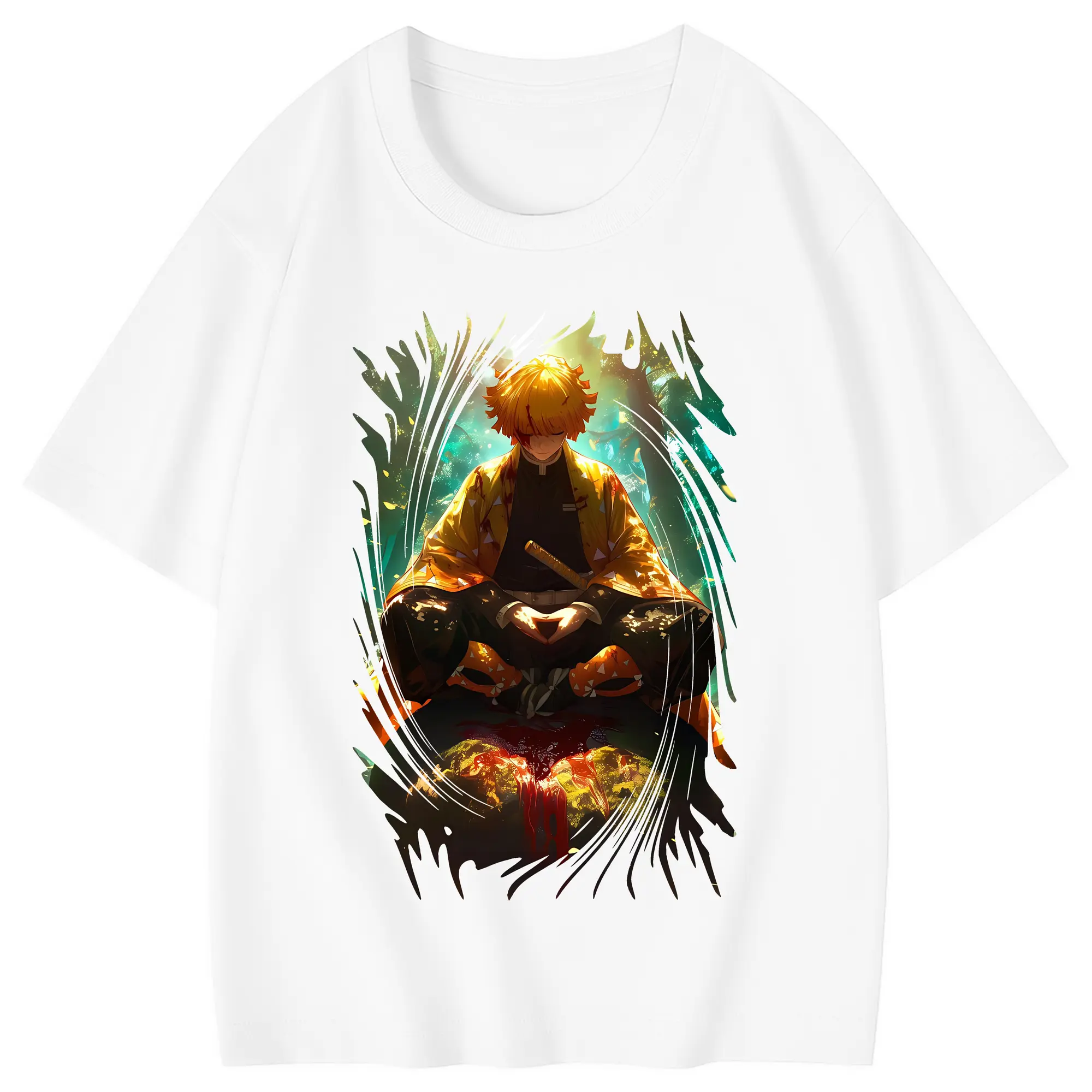 鬼滅の刃 グッズ,我妻 善逸 - 綿100％ キッズTシャツ ・ フロントプリント ・ 快適 通気性 ・ スポーツ カジュアル 散歩用