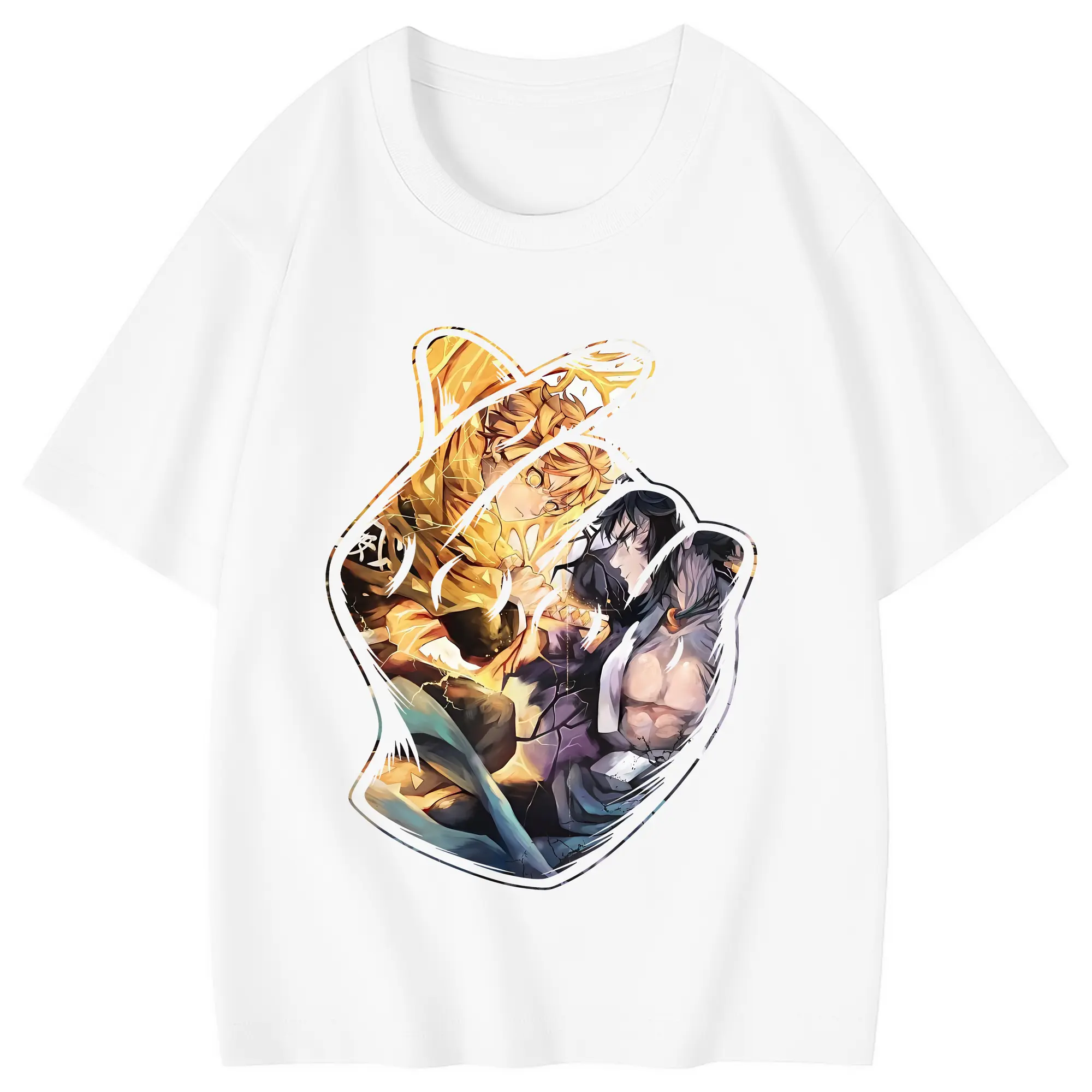 鬼滅の刃 グッズ,我妻 善逸 - 綿100％ キッズTシャツ ・ フロントプリント ・ 快適 通気性 ・ スポーツ カジュアル 散歩用