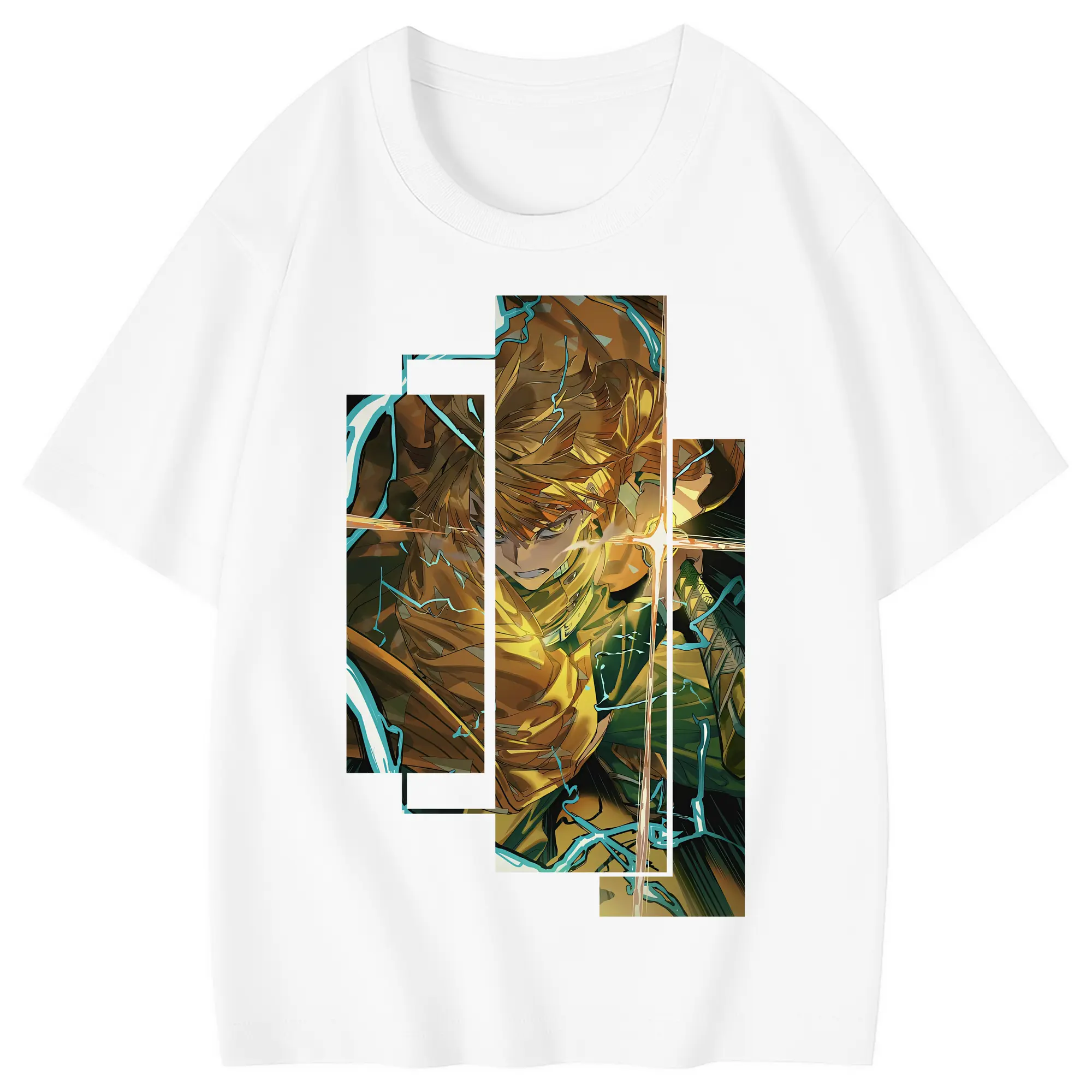 鬼滅の刃 グッズ,我妻 善逸 - 綿100％ キッズTシャツ ・ フロントプリント ・ 快適 通気性 ・ スポーツ カジュアル 散歩用