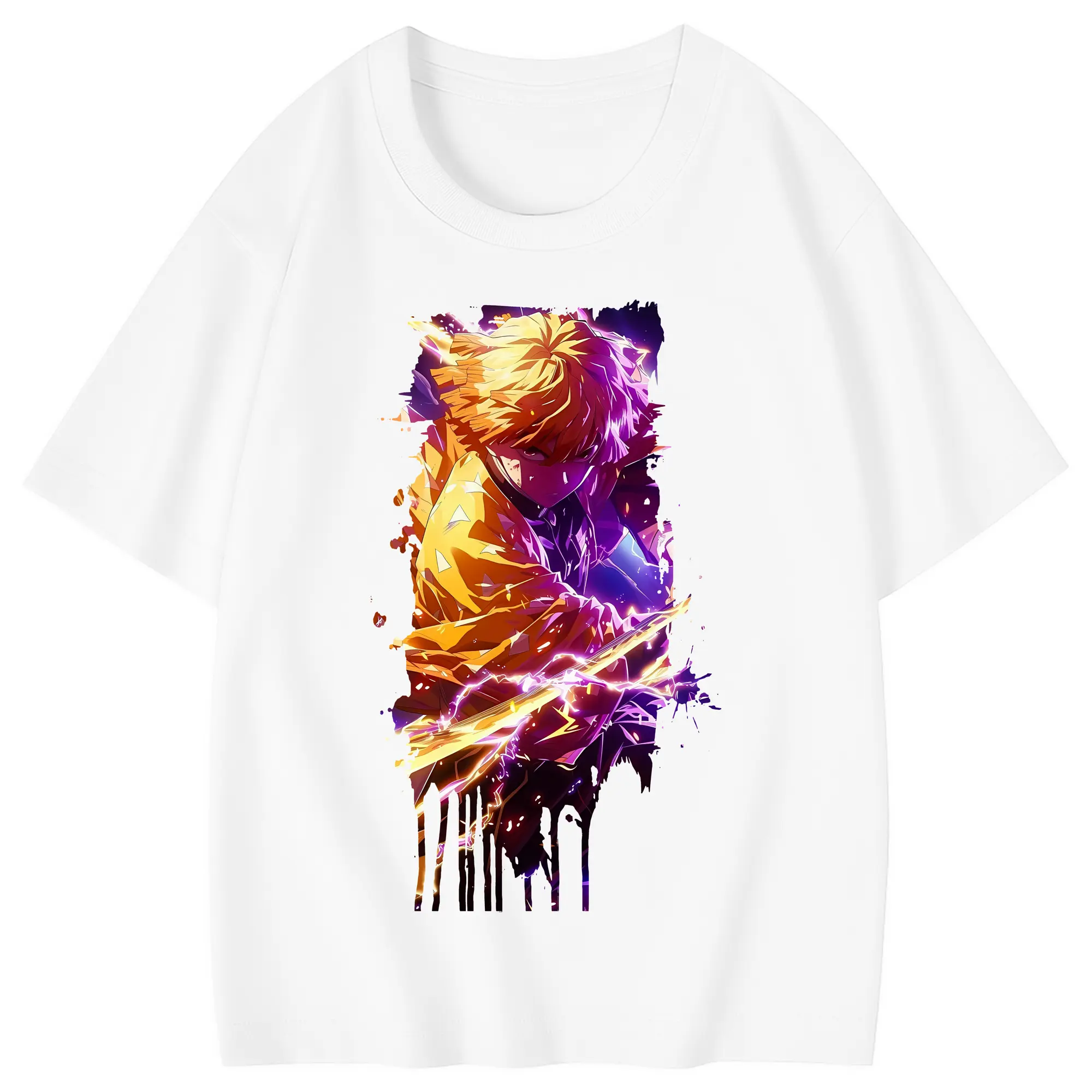 鬼滅の刃 グッズ,我妻 善逸 - 綿100％ キッズTシャツ ・ フロントプリント ・ 快適 通気性 ・ スポーツ カジュアル 散歩用