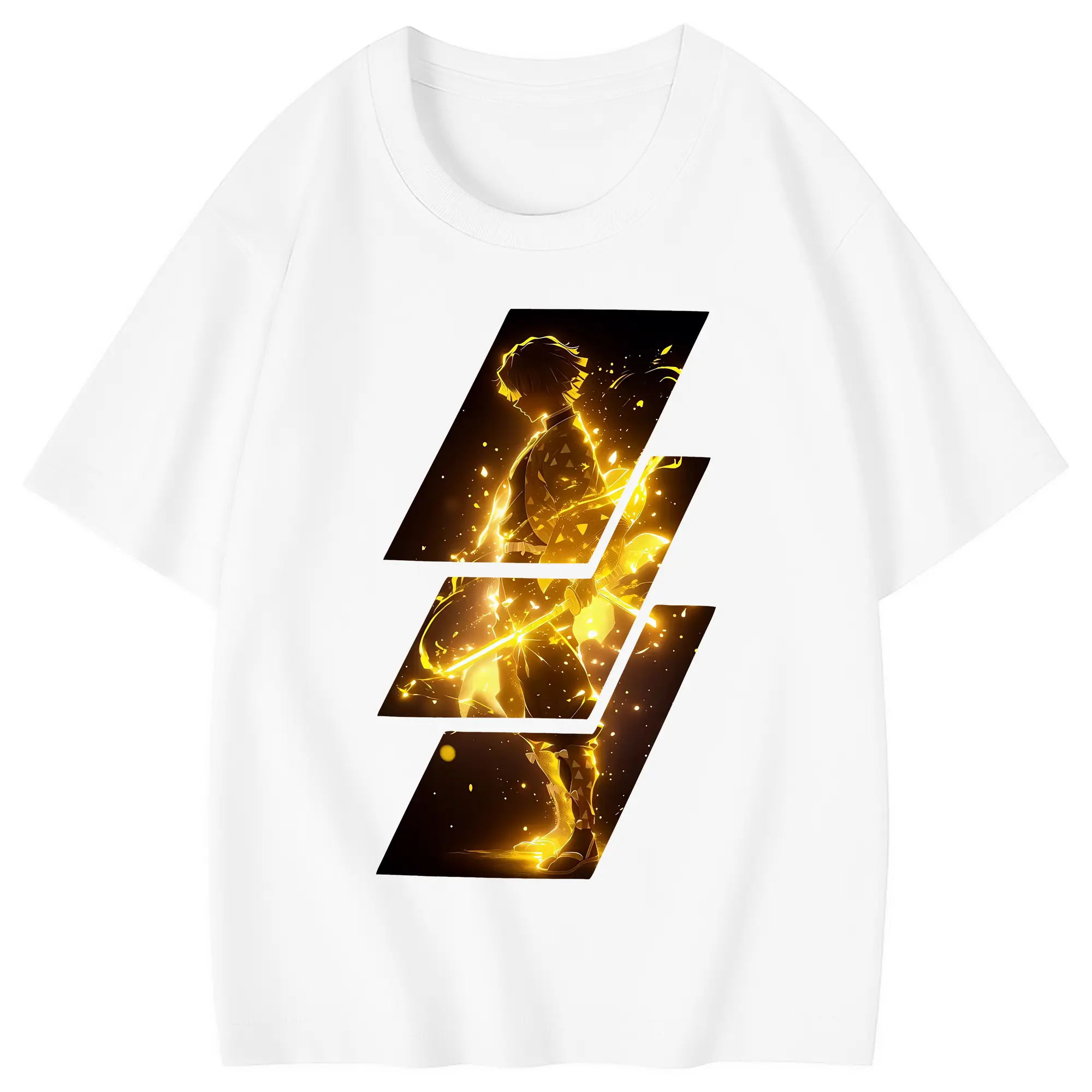 鬼滅の刃 グッズ,我妻 善逸 - 綿100％ キッズTシャツ ・ フロントプリント ・ 快適 通気性 ・ スポーツ カジュアル 散歩用