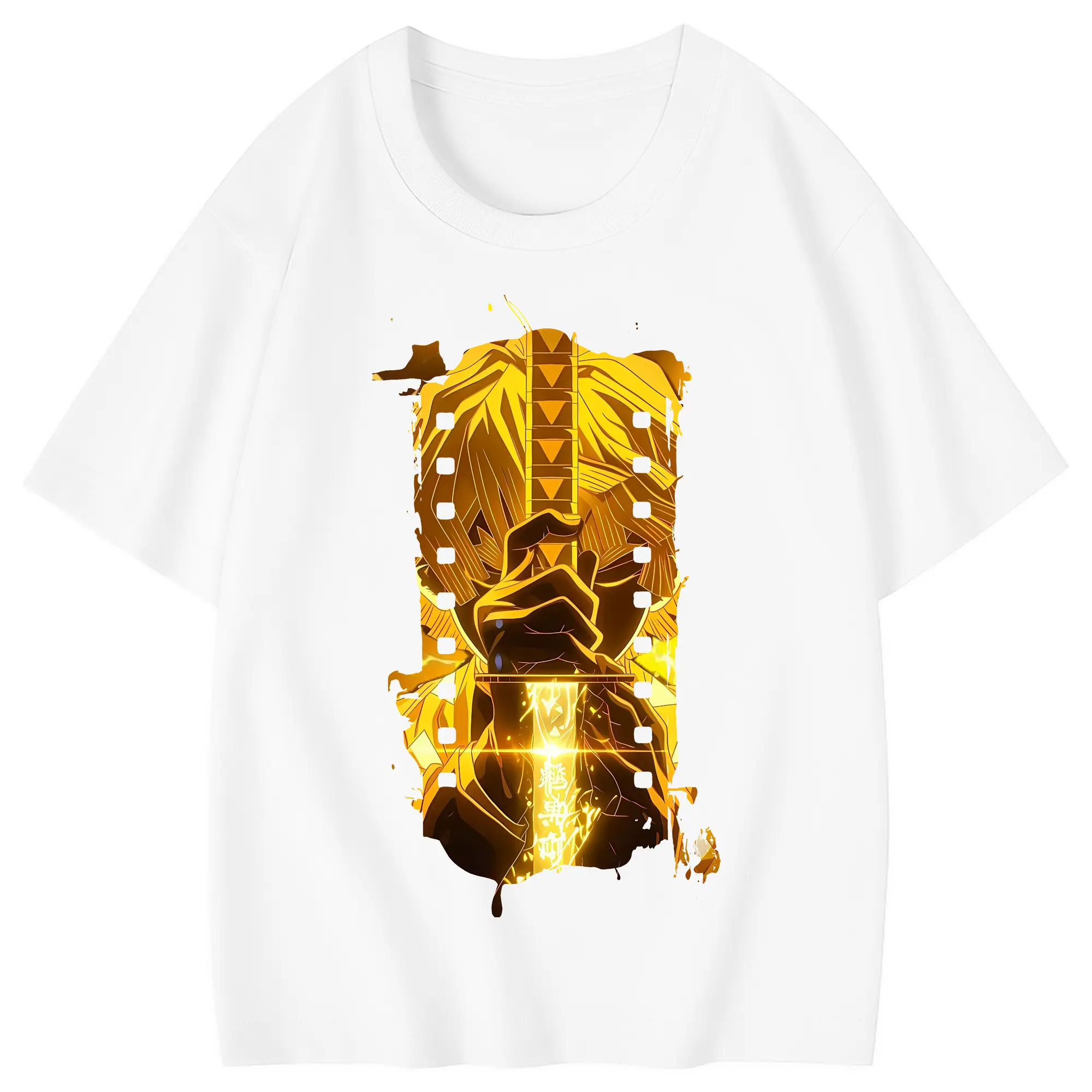 鬼滅の刃 グッズ,我妻 善逸 - 綿100％ キッズTシャツ ・ フロントプリント ・ 快適 通気性 ・ スポーツ カジュアル 散歩用