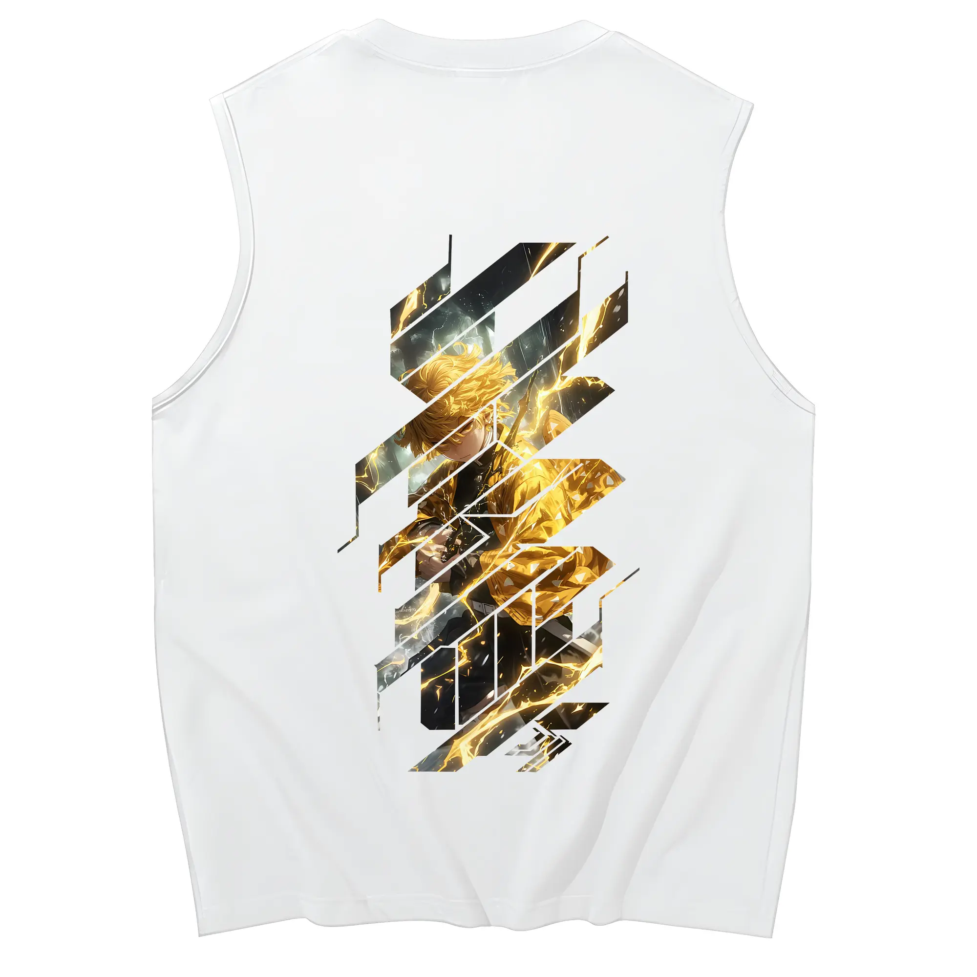 鬼滅の刃 グッズ,我妻 善逸 - コットン100％ タンクトップ ・ 背面プリント ・ タイトシルエット ・ 快適 通気性 ・ スポーツ カジュアル 散歩用