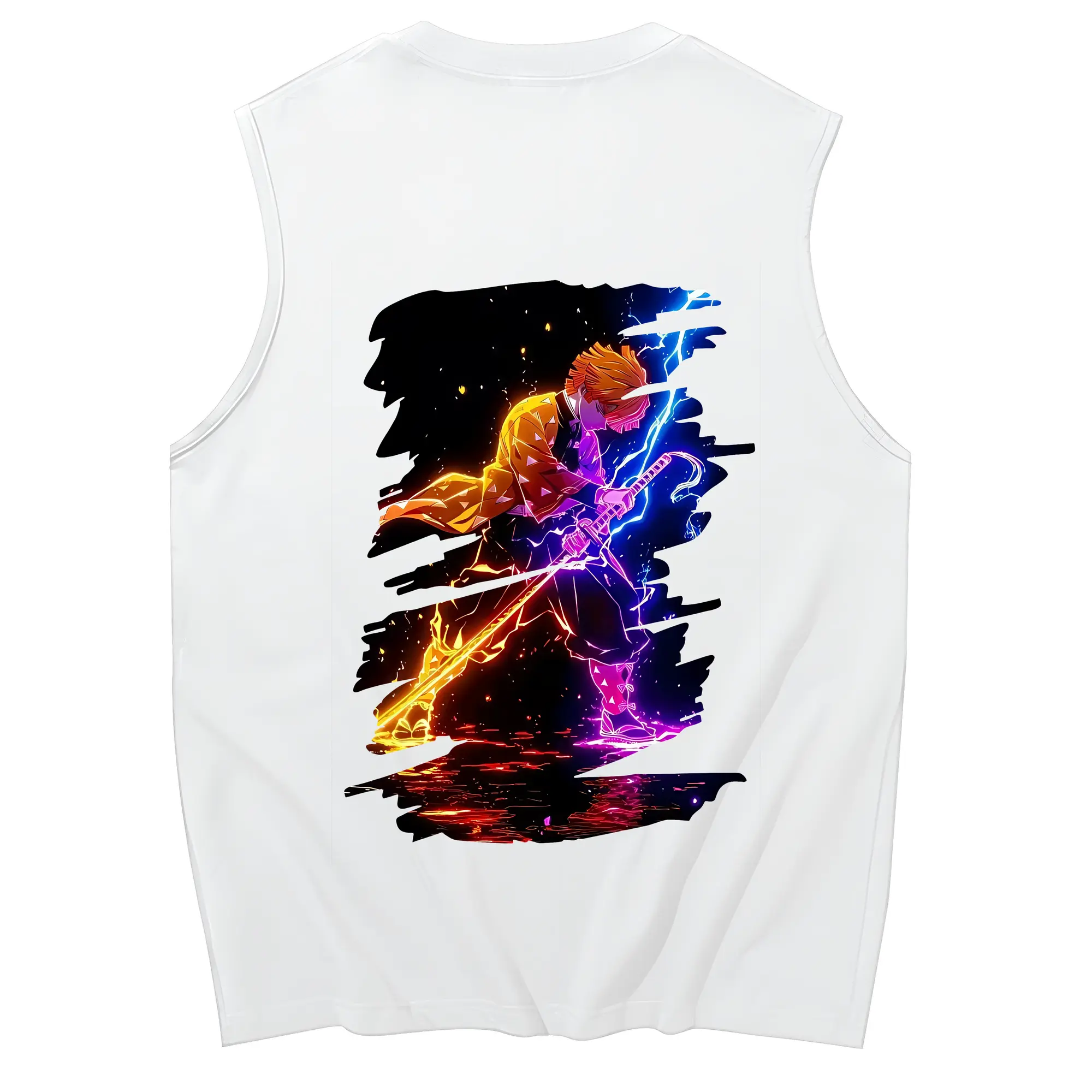 鬼滅の刃 グッズ,我妻 善逸 - コットン100％ タンクトップ ・ 背面プリント ・ タイトシルエット ・ 快適 通気性 ・ スポーツ カジュアル 散歩用