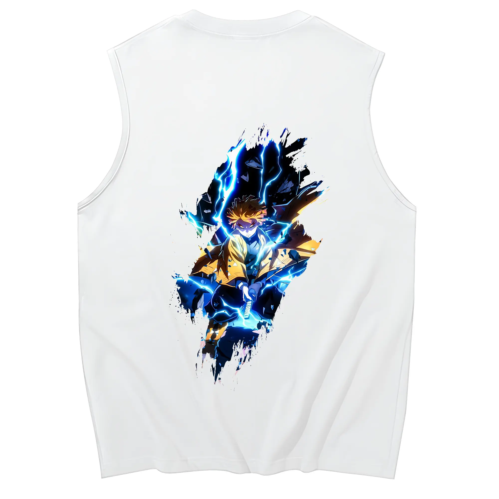 鬼滅の刃 グッズ,我妻 善逸 - コットン100％ タンクトップ ・ 背面プリント ・ タイトシルエット ・ 快適 通気性 ・ スポーツ カジュアル 散歩用