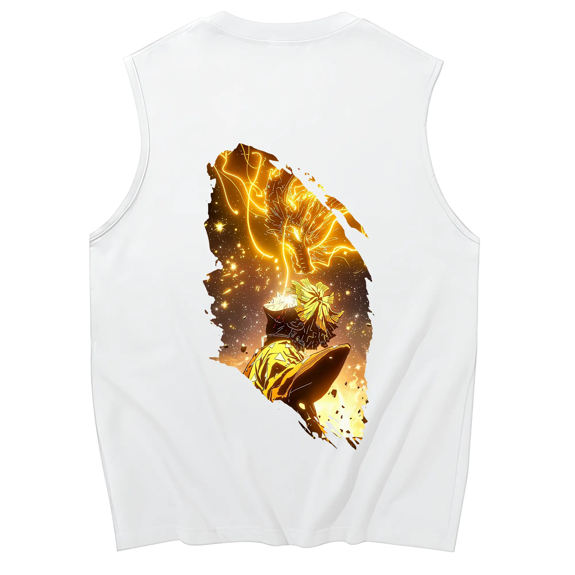 鬼滅の刃 グッズ,我妻 善逸 - コットン100％ タンクトップ ・ 背面プリント ・ タイトシルエット ・ 快適 通気性 ・ スポーツ カジュアル 散歩用