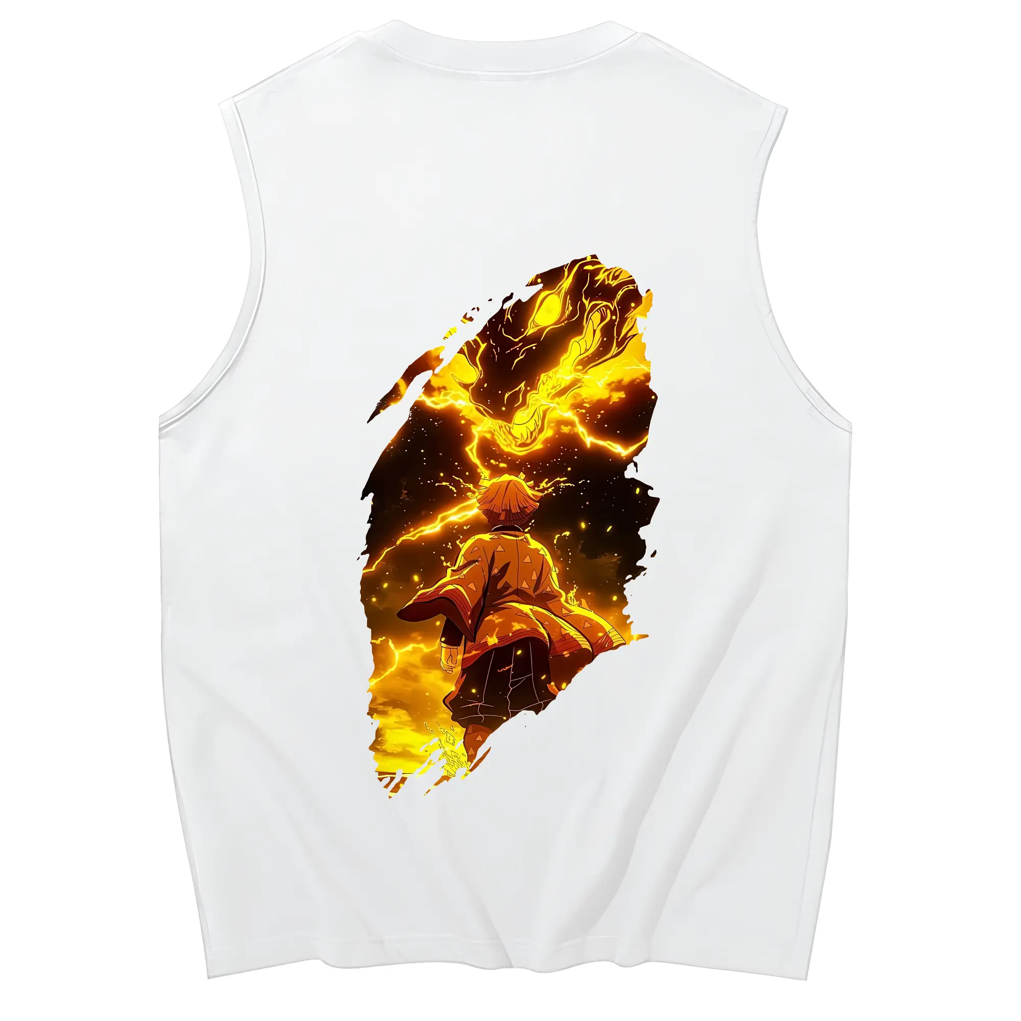 鬼滅の刃 グッズ,我妻 善逸 - コットン100％ タンクトップ ・ 背面プリント ・ タイトシルエット ・ 快適 通気性 ・ スポーツ カジュアル 散歩用