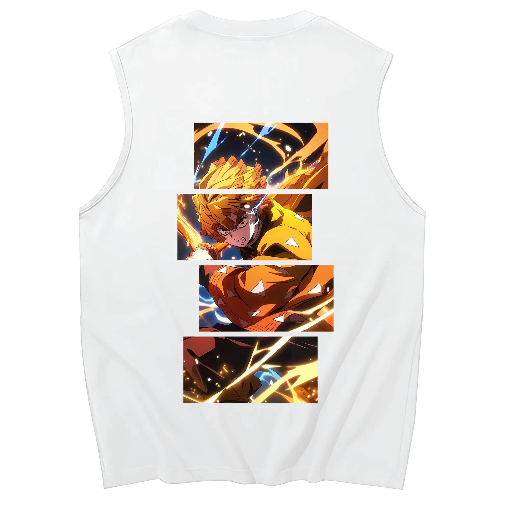 鬼滅の刃 グッズ,我妻 善逸 - コットン100％ タンクトップ ・ 背面プリント ・ タイトシルエット ・ 快適 通気性 ・ スポーツ カジュアル 散歩用