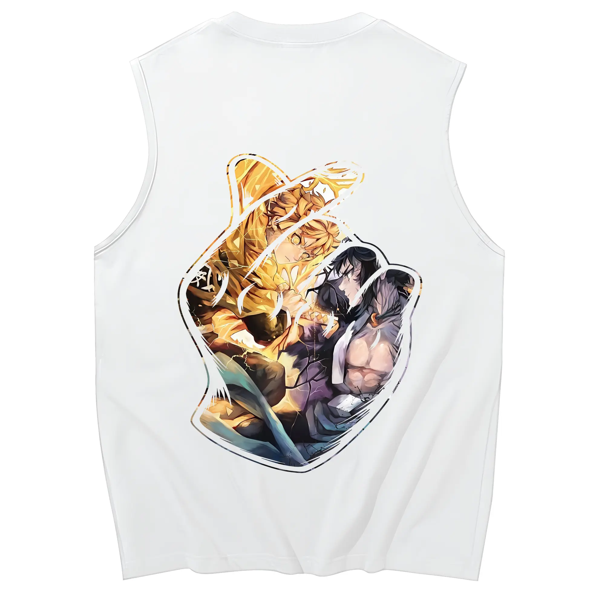 鬼滅の刃 グッズ,我妻 善逸 - コットン100％ タンクトップ ・ 背面プリント ・ タイトシルエット ・ 快適 通気性 ・ スポーツ カジュアル 散歩用