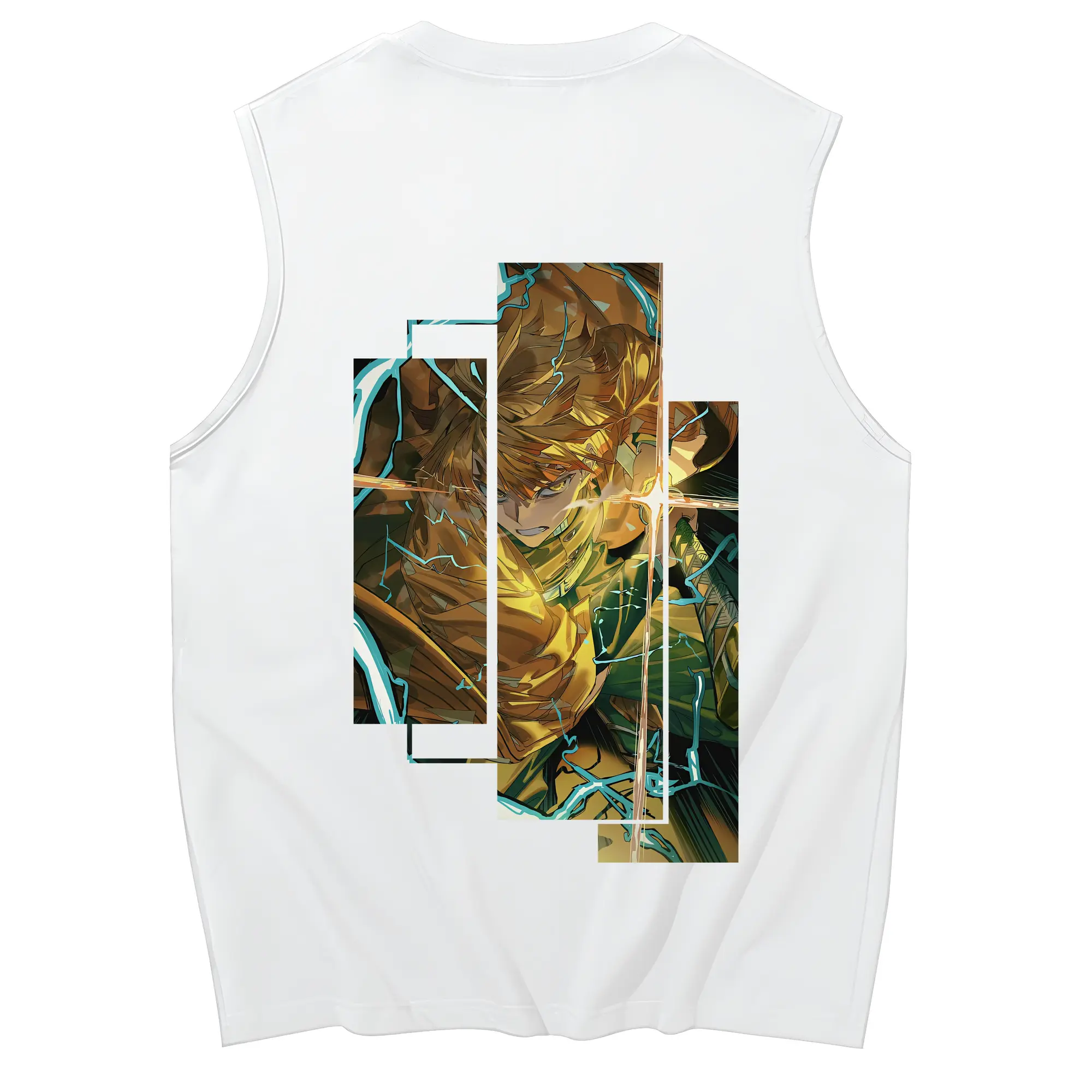 鬼滅の刃 グッズ,我妻 善逸 - コットン100％ タンクトップ ・ 背面プリント ・ タイトシルエット ・ 快適 通気性 ・ スポーツ カジュアル 散歩用