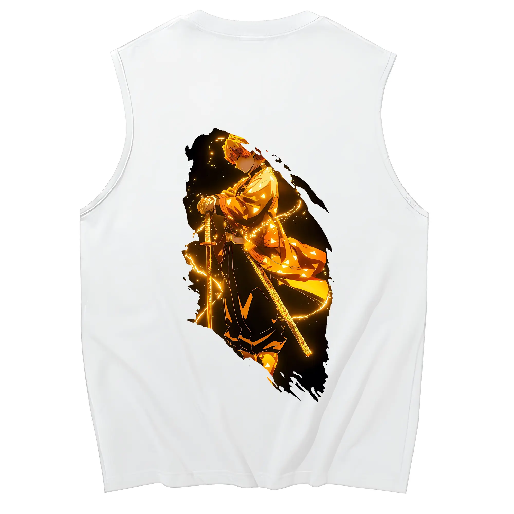 鬼滅の刃 グッズ,我妻 善逸 - コットン100％ タンクトップ ・ 背面プリント ・ タイトシルエット ・ 快適 通気性 ・ スポーツ カジュアル 散歩用