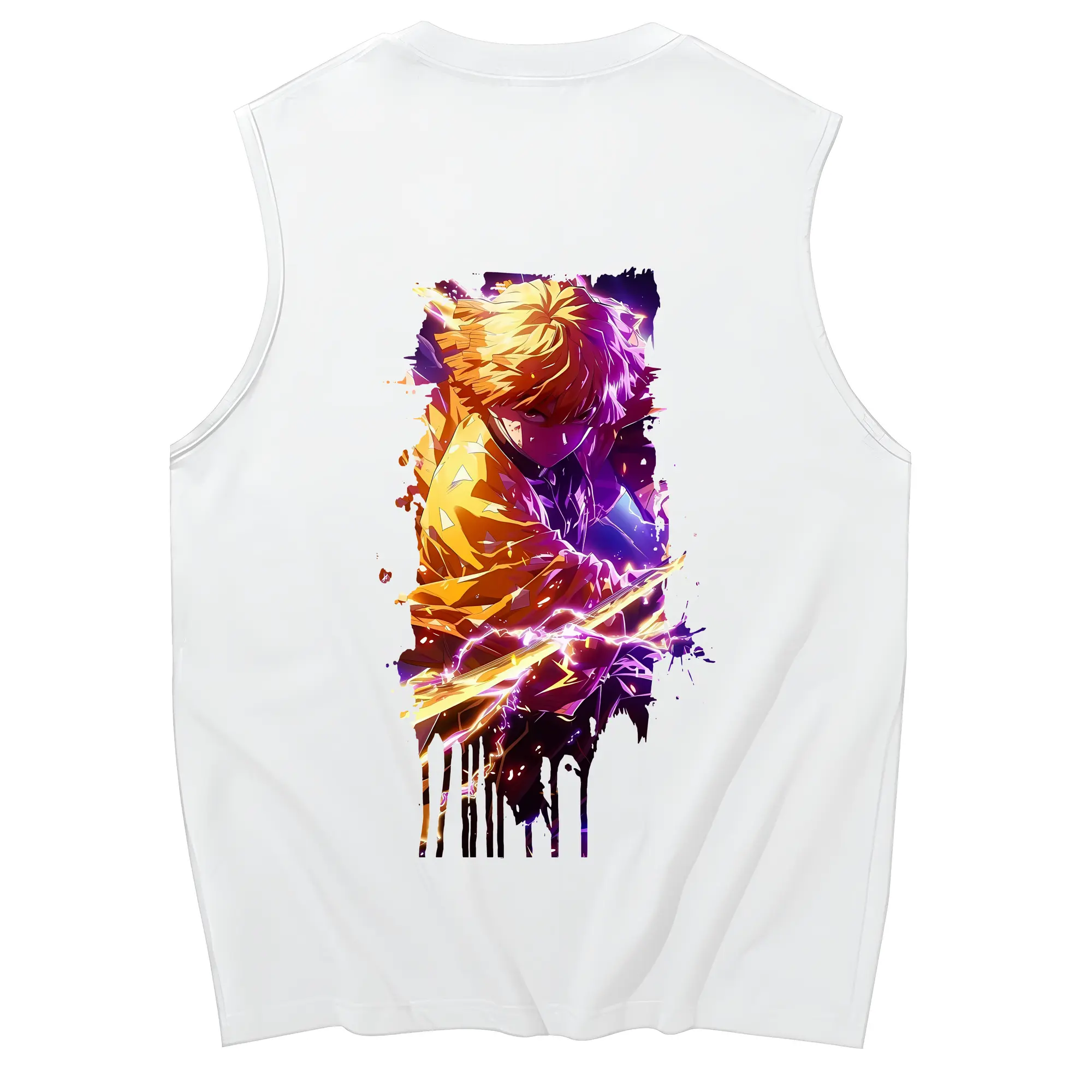 鬼滅の刃 グッズ,我妻 善逸 - コットン100％ タンクトップ ・ 背面プリント ・ タイトシルエット ・ 快適 通気性 ・ スポーツ カジュアル 散歩用