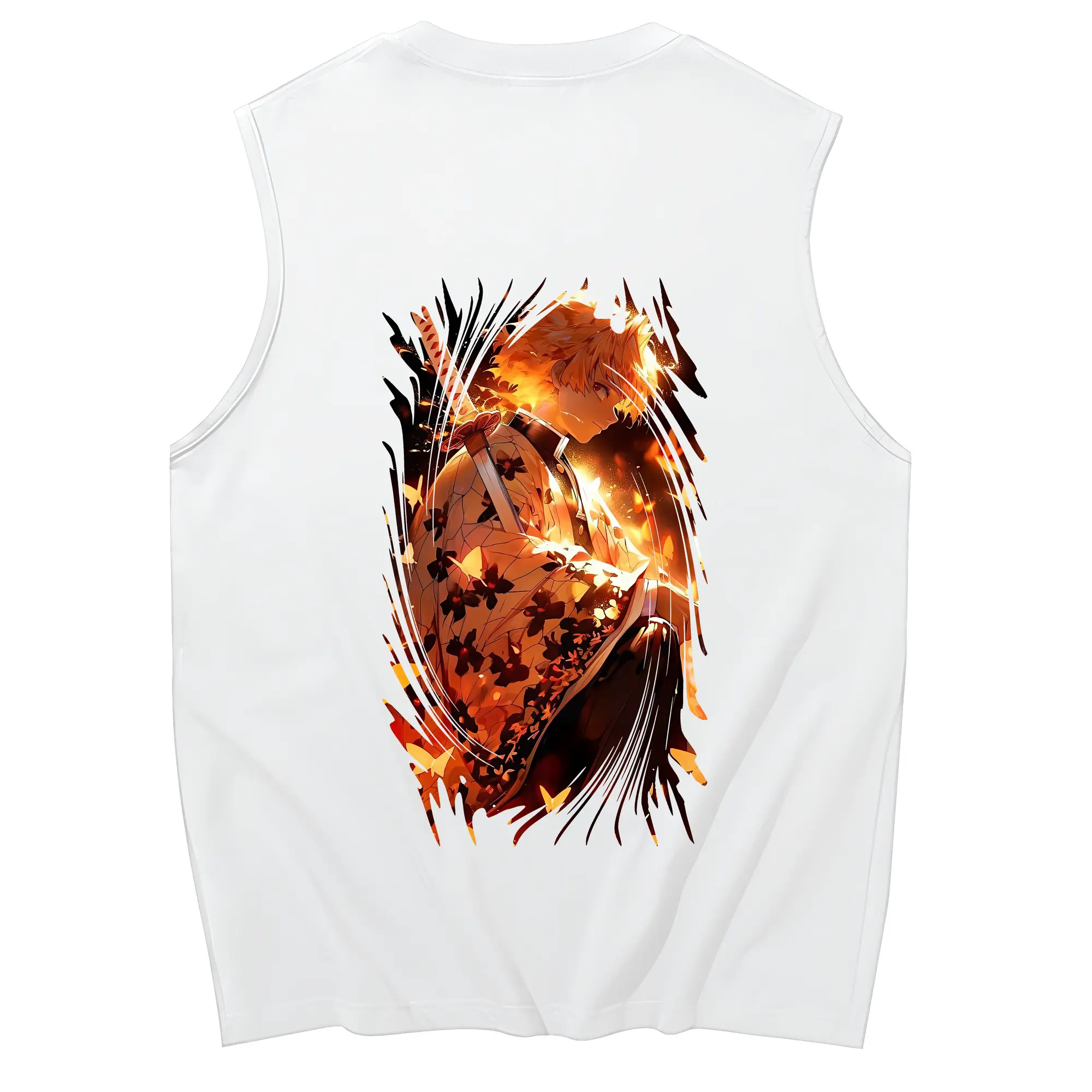 鬼滅の刃 グッズ,我妻 善逸 - コットン100％ タンクトップ ・ 背面プリント ・ タイトシルエット ・ 快適 通気性 ・ スポーツ カジュアル 散歩用