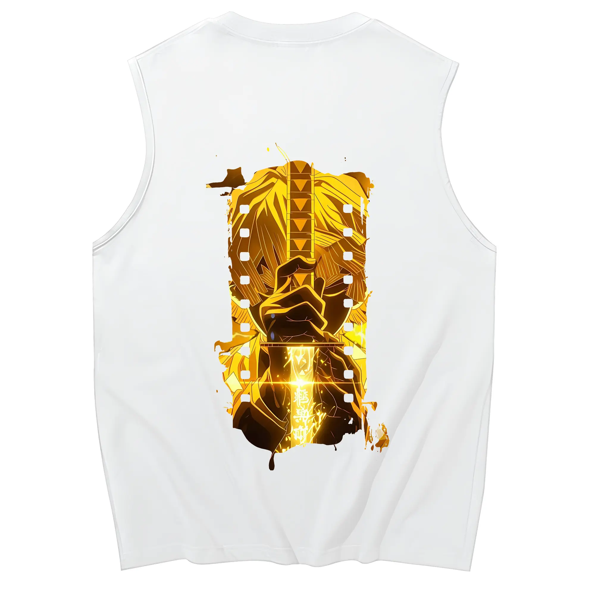 鬼滅の刃 グッズ,我妻 善逸 - コットン100％ タンクトップ ・ 背面プリント ・ タイトシルエット ・ 快適 通気性 ・ スポーツ カジュアル 散歩用