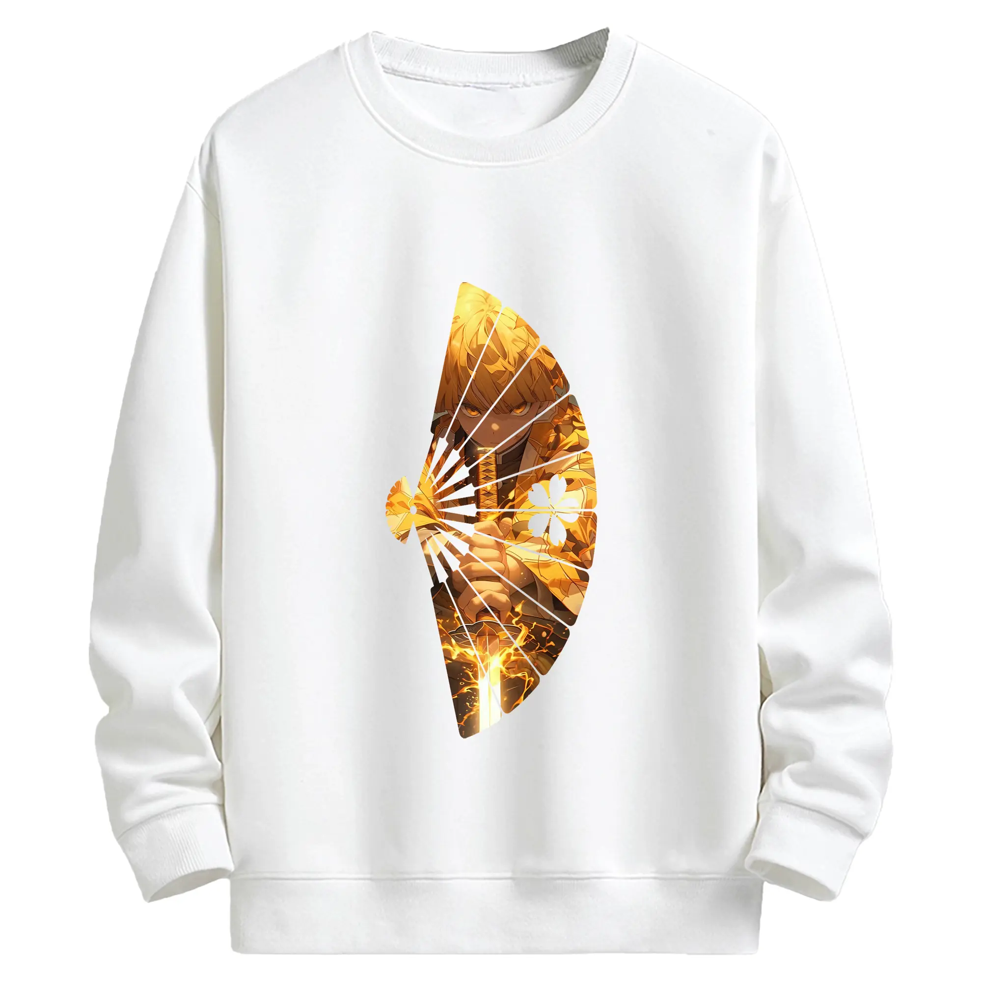 鬼滅の刃 グッズ,我妻 善逸 - 高品質 クルーネック スウェット ・ コットン59％ ポリエステル41％ ・ ユニセックス 長袖 トレーナー ・ カジュアル デイリー スポーツ 散歩用