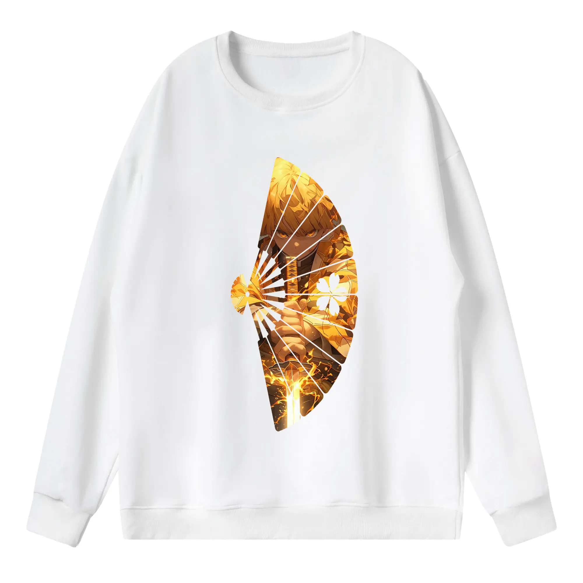 鬼滅の刃 グッズ,我妻 善逸 - 薄手 クルーネック スウェット 裏毛260g · ポリエステル 春秋向け カジュアル 男女兼用 · トレーナー デイリー スポーツ 散歩に最適