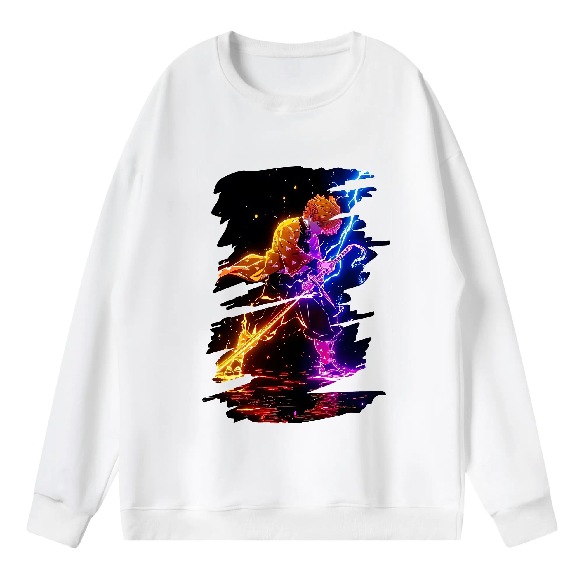 鬼滅の刃 グッズ,我妻 善逸 - 薄手 クルーネック スウェット 裏毛260g · ポリエステル 春秋向け カジュアル 男女兼用 · トレーナー デイリー スポーツ 散歩に最適