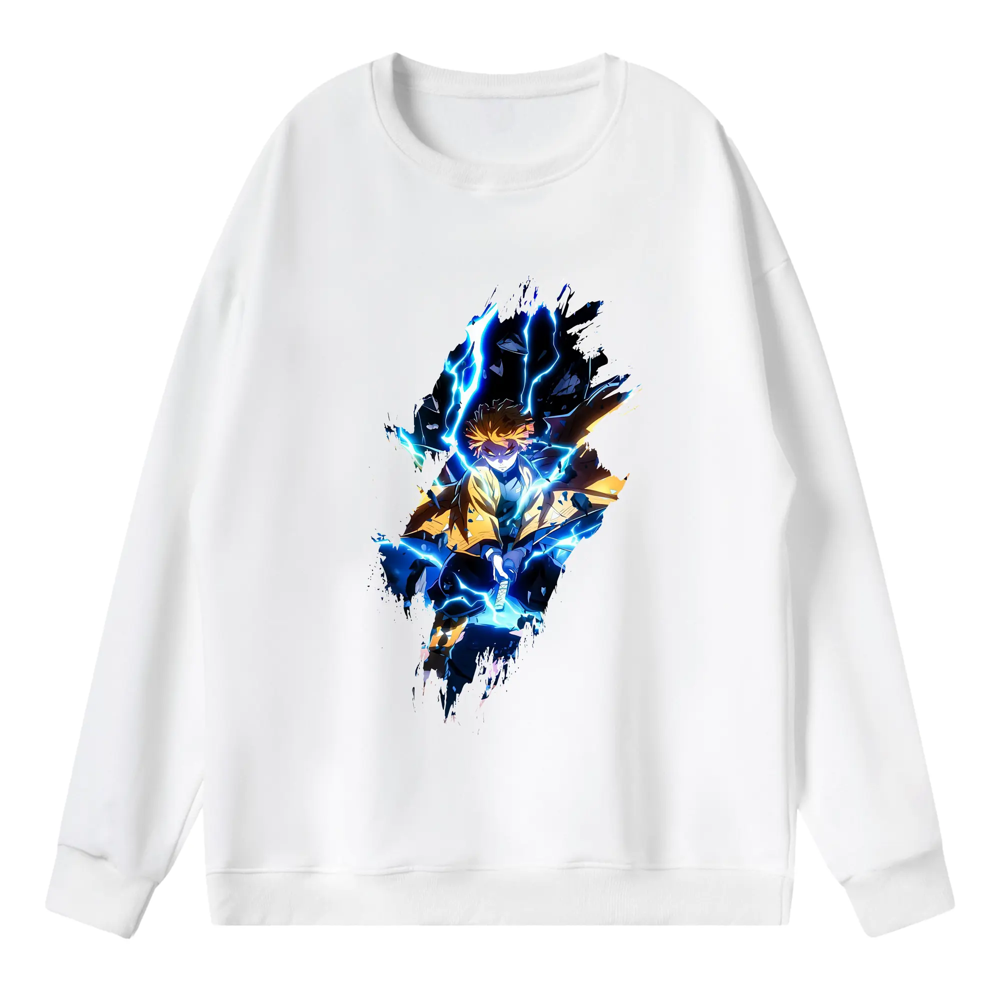 鬼滅の刃 グッズ,我妻 善逸 - 薄手 クルーネック スウェット 裏毛260g · ポリエステル 春秋向け カジュアル 男女兼用 · トレーナー デイリー スポーツ 散歩に最適