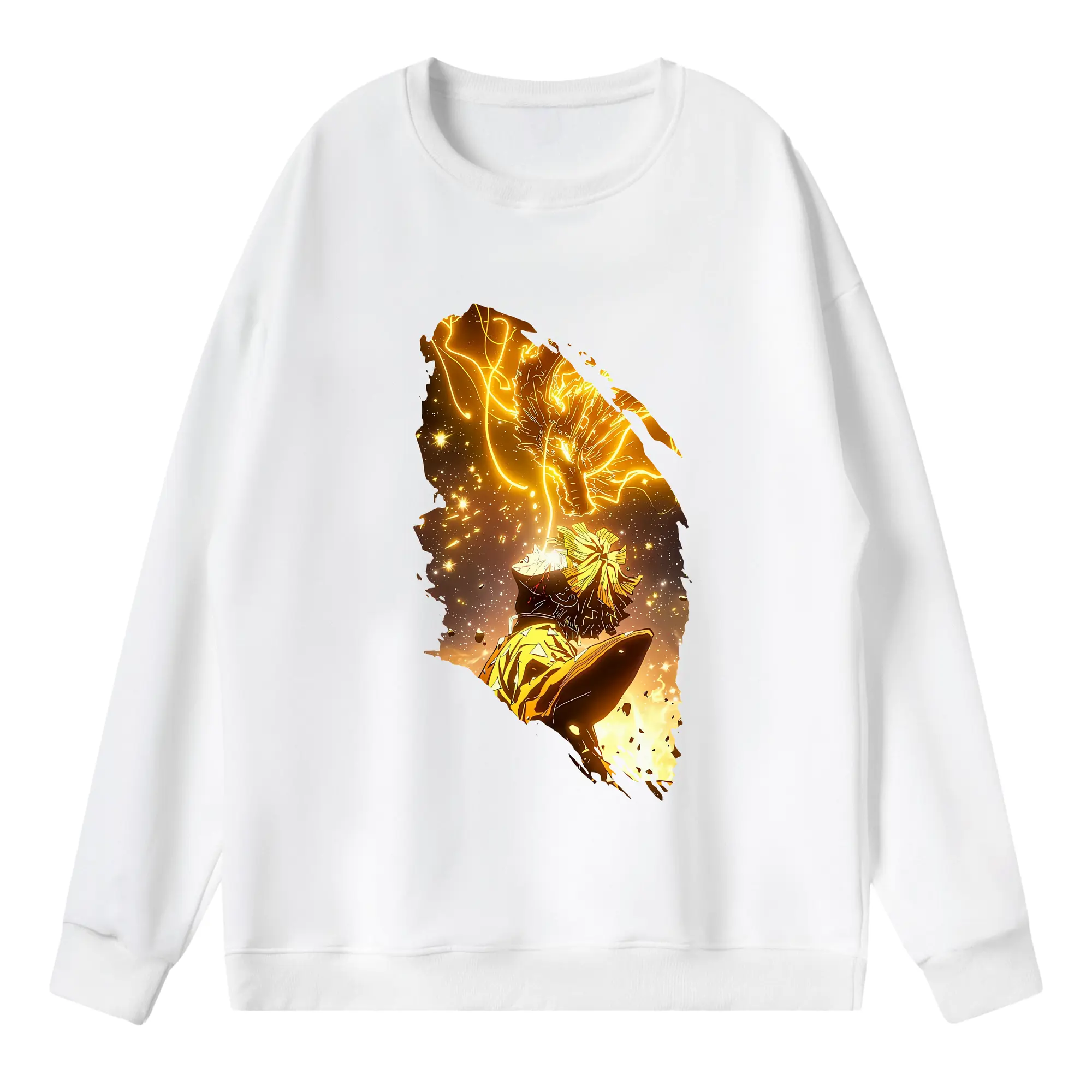 鬼滅の刃 グッズ,我妻 善逸 - 薄手 クルーネック スウェット 裏毛260g · ポリエステル 春秋向け カジュアル 男女兼用 · トレーナー デイリー スポーツ 散歩に最適