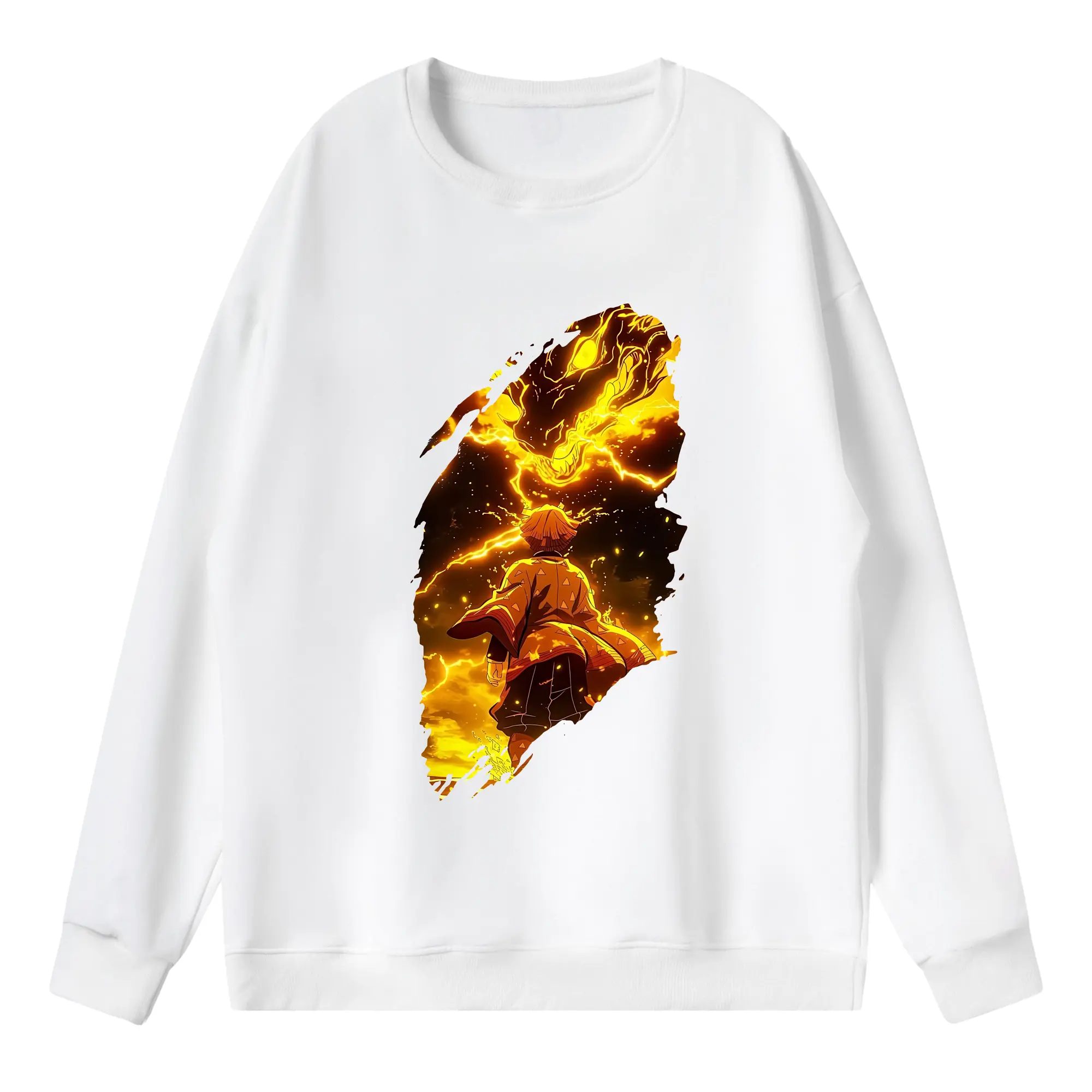 鬼滅の刃 グッズ,我妻 善逸 - 薄手 クルーネック スウェット 裏毛260g · ポリエステル 春秋向け カジュアル 男女兼用 · トレーナー デイリー スポーツ 散歩に最適